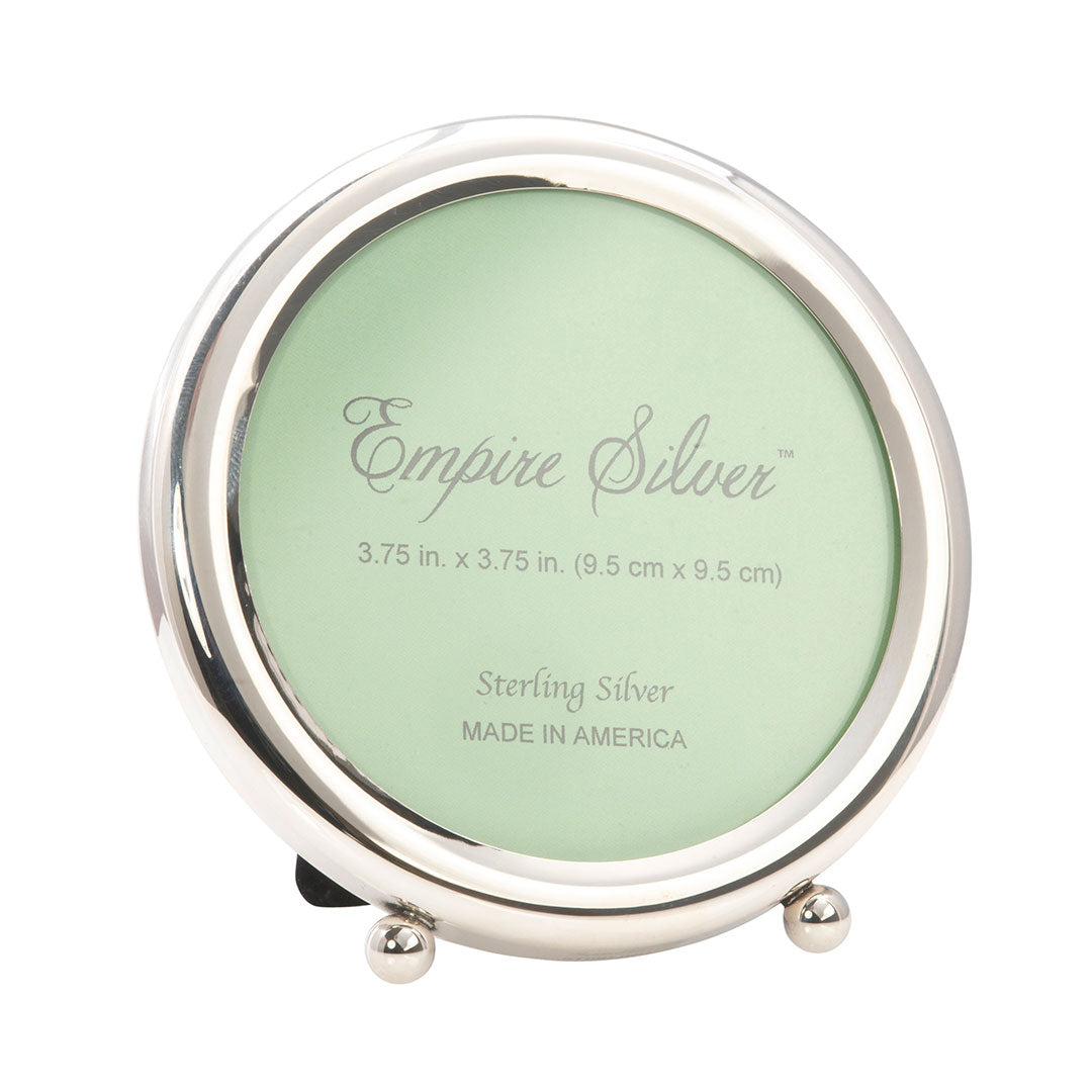 Sterling Silver Round Footed Picture Frame - Elegant Photo Display for Home Decor, Wedding, Anniversary & Gift Giving