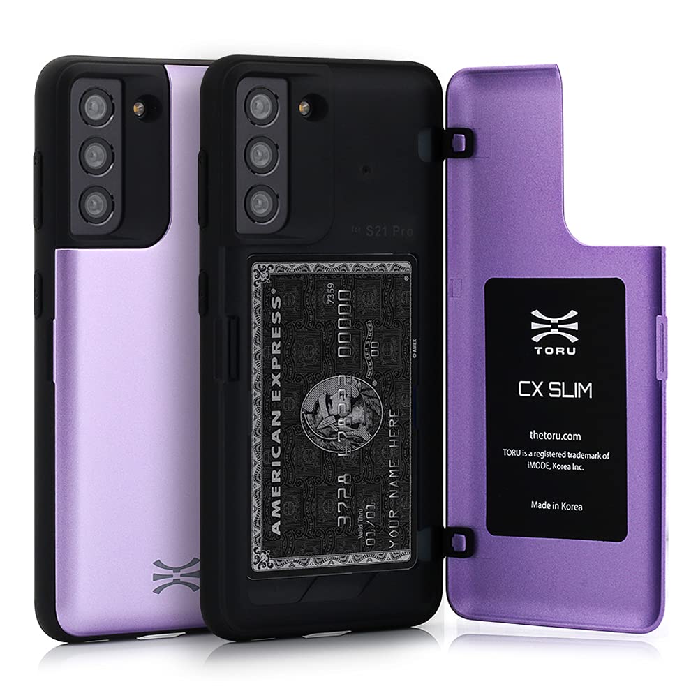 TORU CX Slim Hidden Wallet Cover for Samsung Galaxy S21 Plus Case with RFID Blocking Card Holder - Purple | Secure Phone Case for Everyday Use, Travel & Contactless Payments