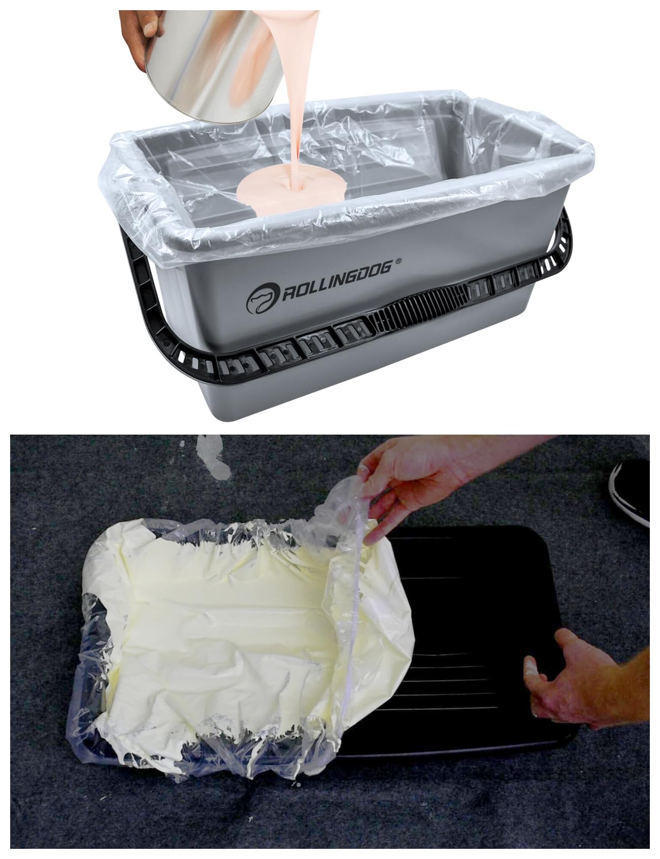 ROLLINGDOG 18 Inch Paint Roller Kit - Includes 18 Inch Frame, 2-3.2 Ft Extension Pole, Paint Bucket with Liners, 2 Microfiber Roller Sleeves & 4 Inch Roller Covers - Perfect for Walls, Ceilings & Large Painting Projects