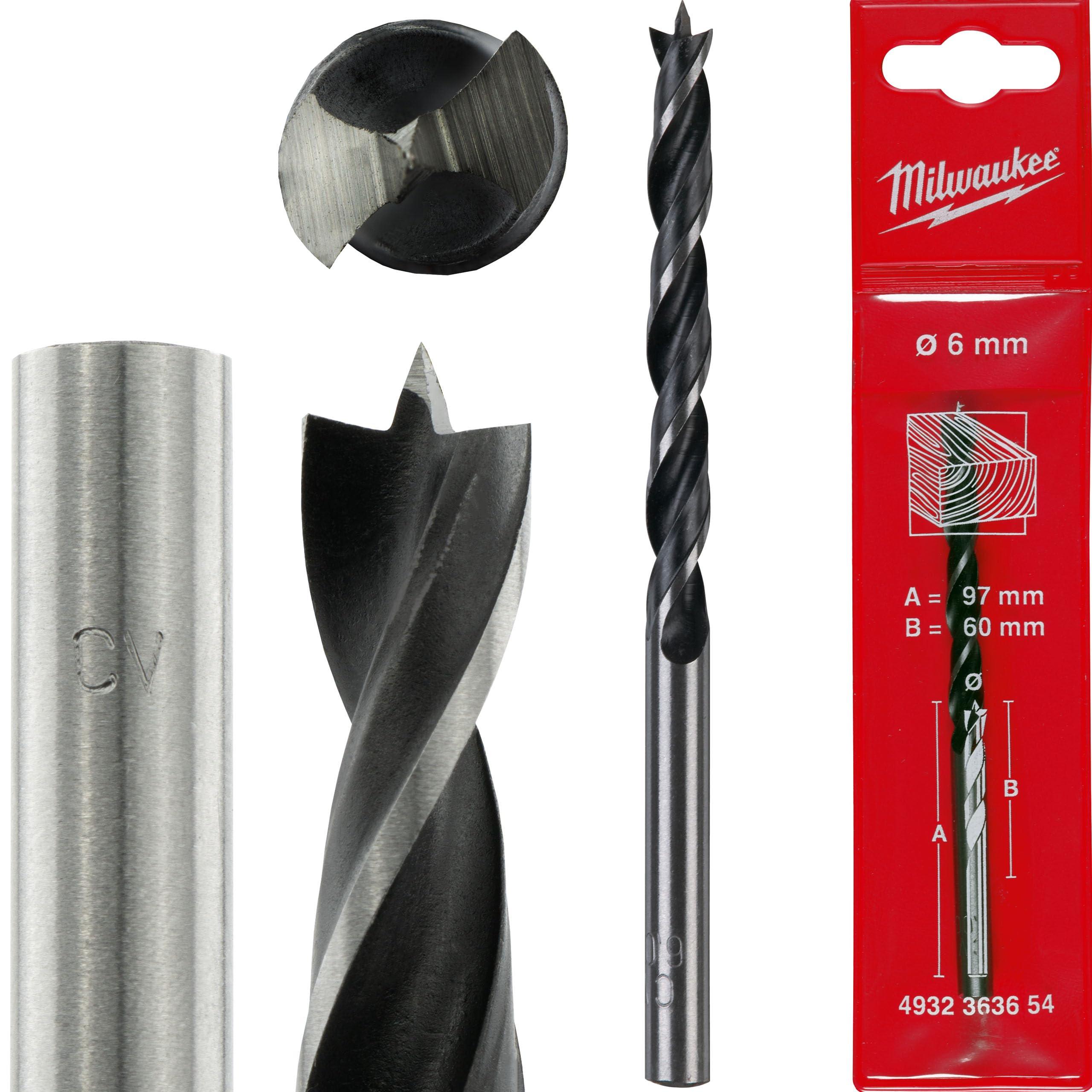 Milwaukee Spiral Drill Bit 6 x 97mm - High-Speed Steel Madeira Woodworking Drill Bit for Professional Carpentry & DIY Projects | Perfect for Wood, Plastic & Soft Metal Drilling