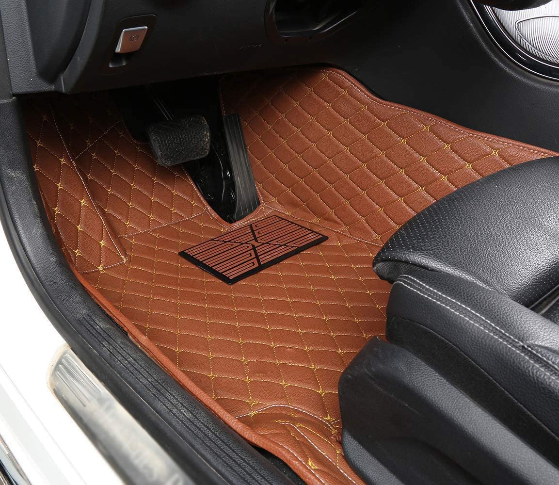 Premium Custom Car Floor Mats for Sedan, SUV & Sports Cars - Full Coverage Non-Slip Leather Liners with Maximum Protection (Beige) - Perfect for Daily Commute, Road Trips & All-Weather Vehicle Protection