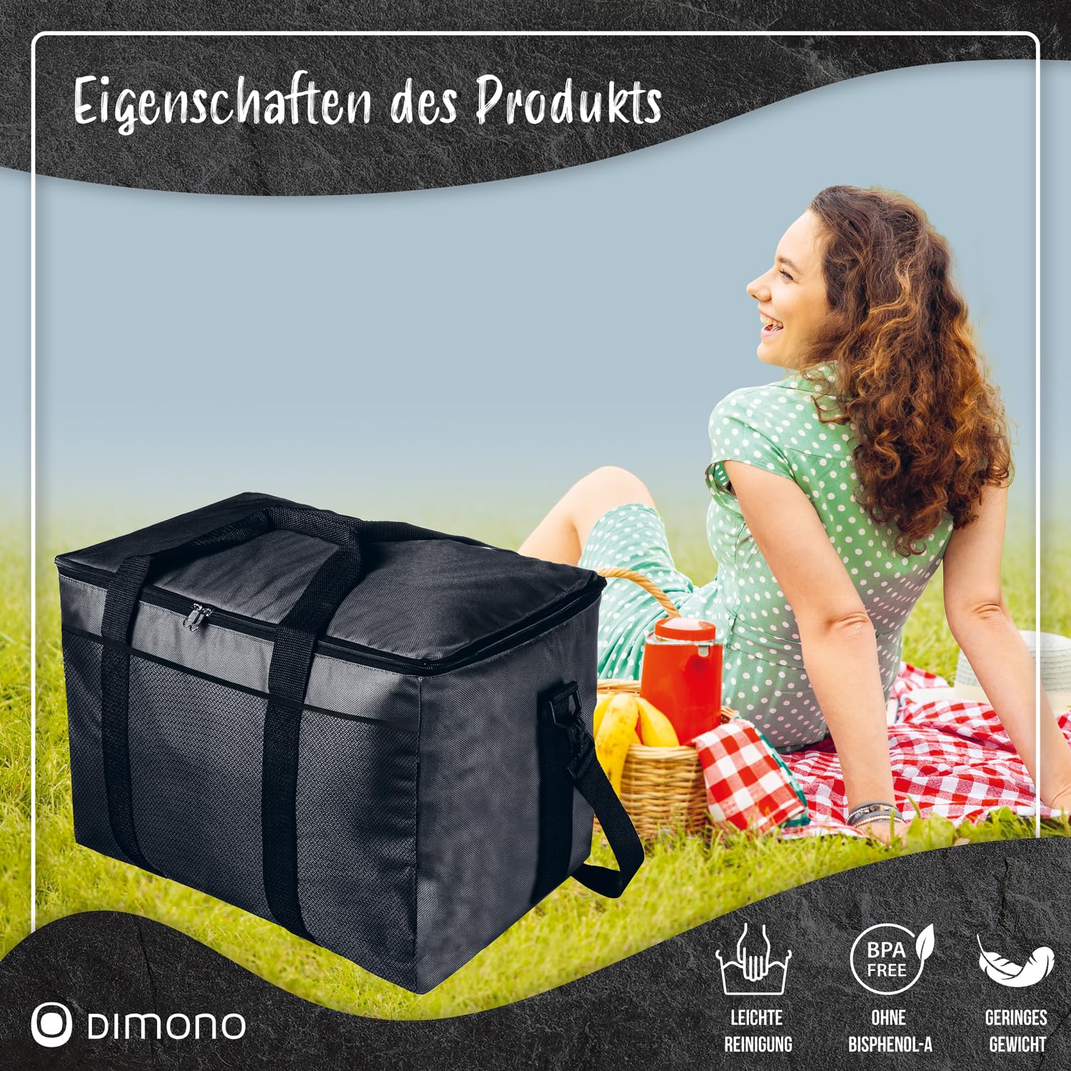 XXL Insulated Cooler Bag for Drinks & Snacks, 25L/45L Picnic Lunch Bag for Camping, Travel, Beach & Outdoor Activities - Keep Food Fresh for Hours
