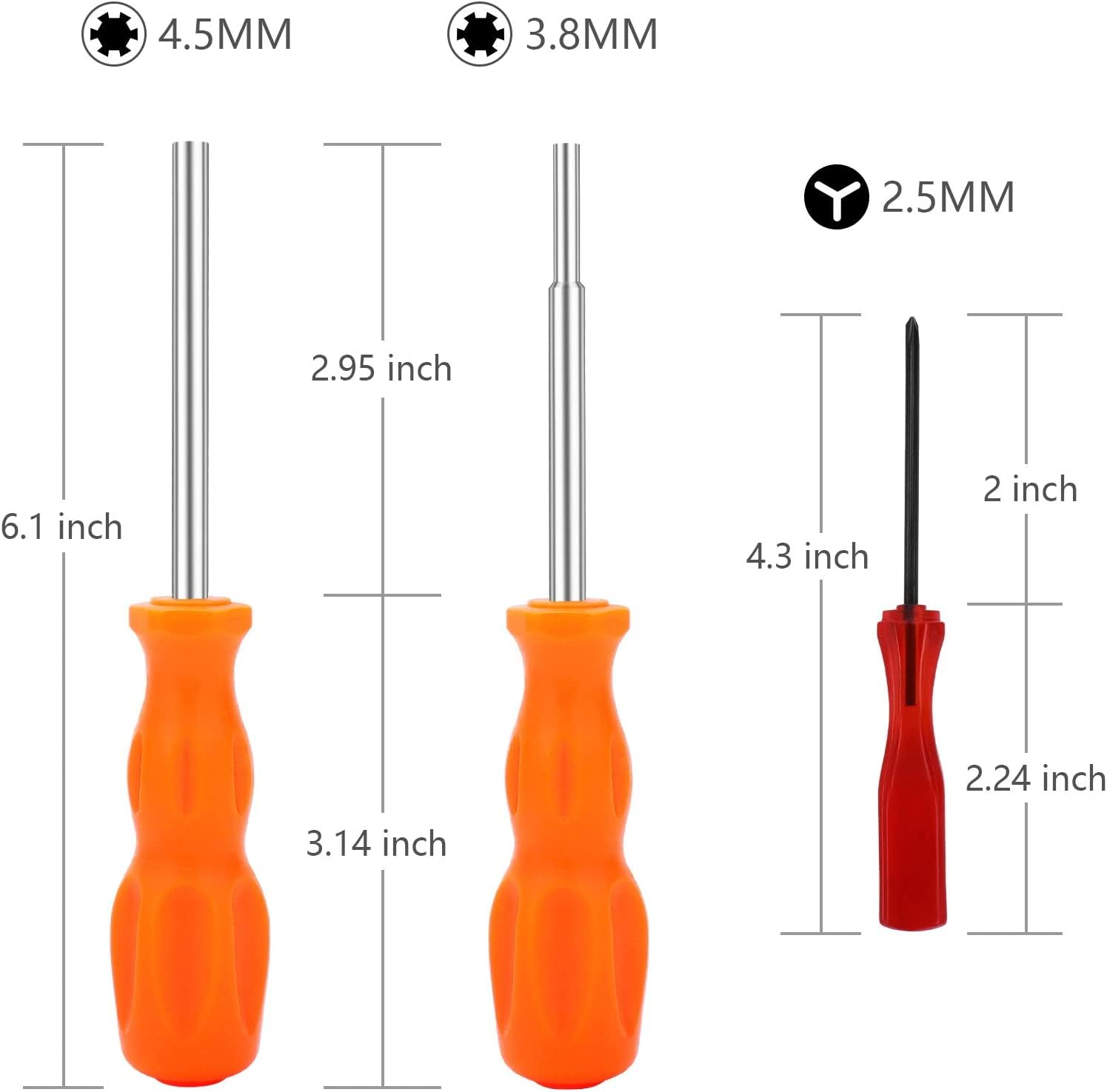 Okutani 3-Pack Gamebit Security Screwdriver Set - 3.8mm & 4.5mm Gamebit + 2.5mm Triwing Screwdriver for Nintendo SNES, NES, N64, GameBoy Repair & Maintenance - Perfect for Console Modding, Controller Fixing & Retro Gaming Accessories