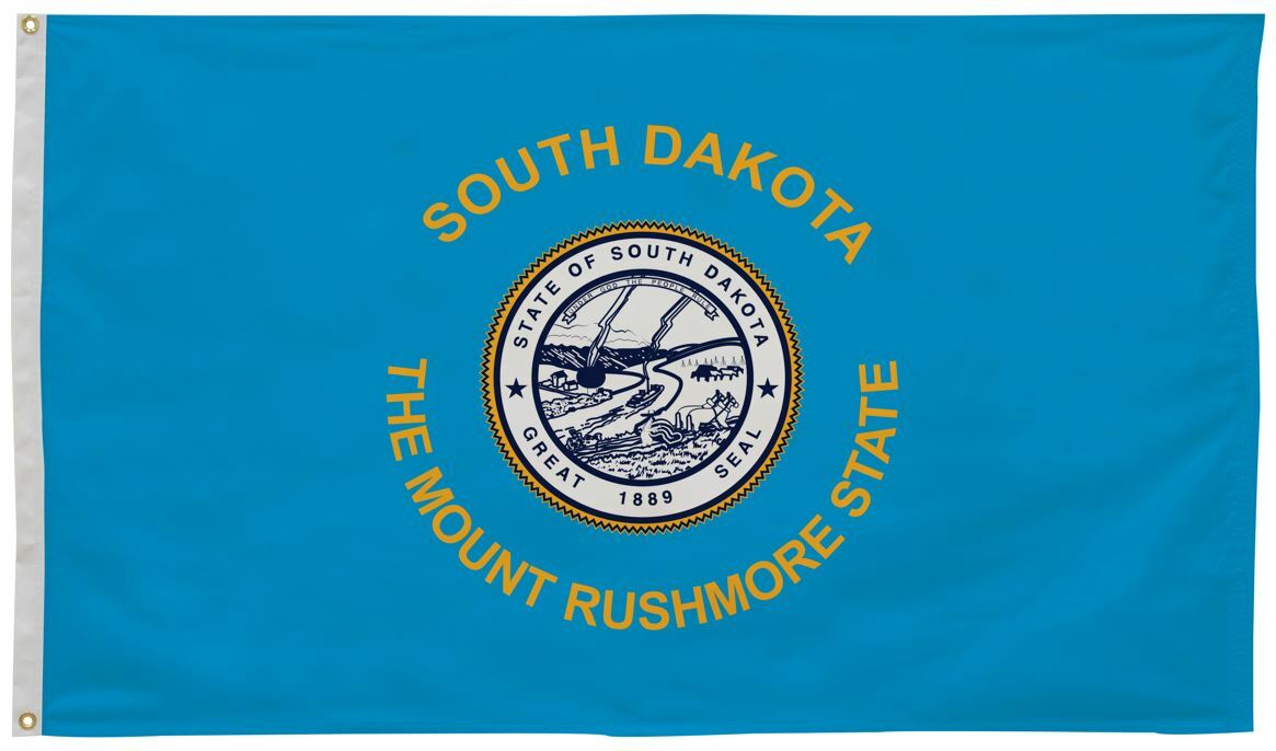 South Dakota State Flag 3x5 Feet - Durable Printed Nylon Outdoor Flag with Brass Grommets - Perfect for Home, School, and Government Buildings Display