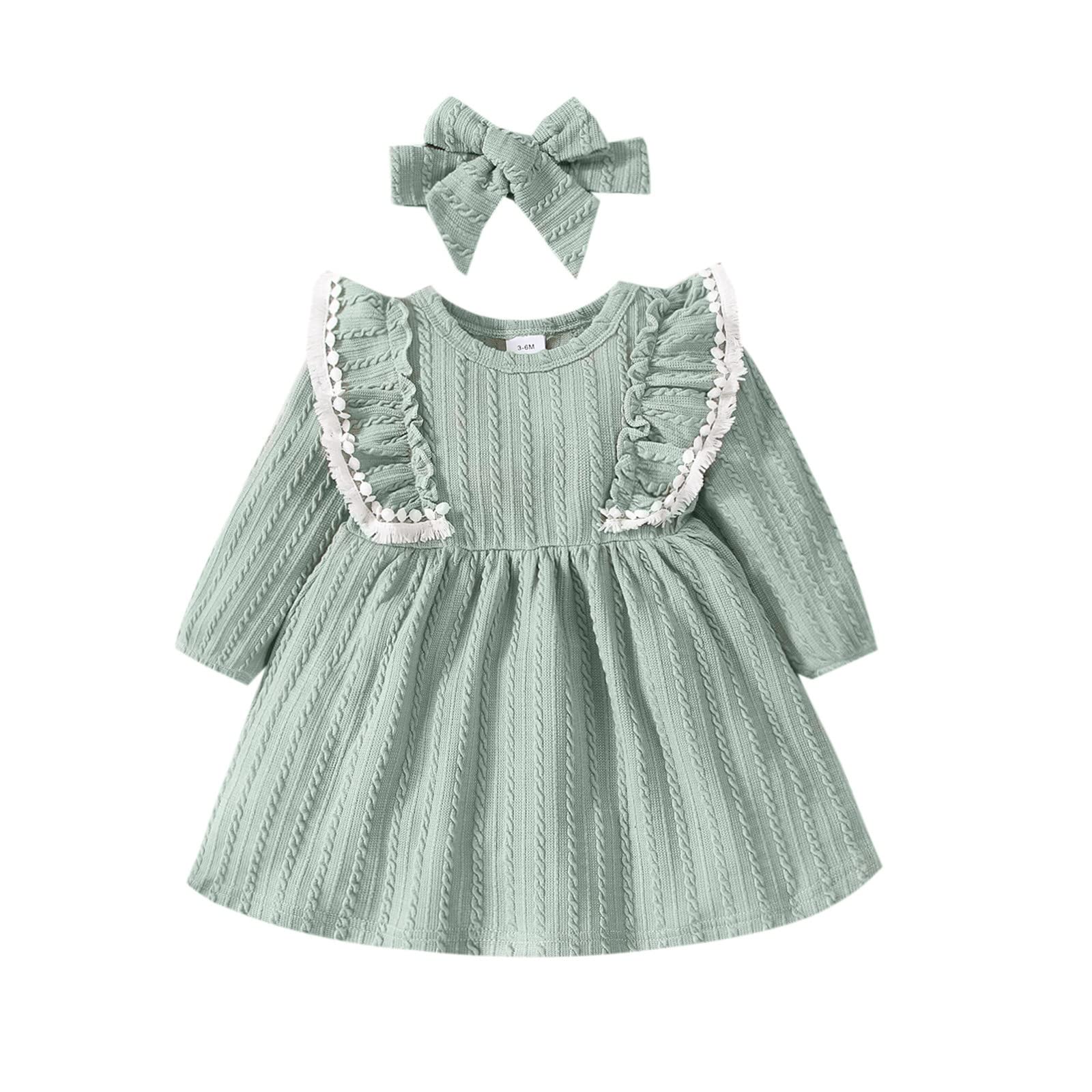 Girls' Toddler Baby Ruched Ruffle Long Sleeve Dress - Princess Party Outfit with Headband for Spring & Fall | Perfect for Birthday Parties, Photo Shoots & Special Occasions