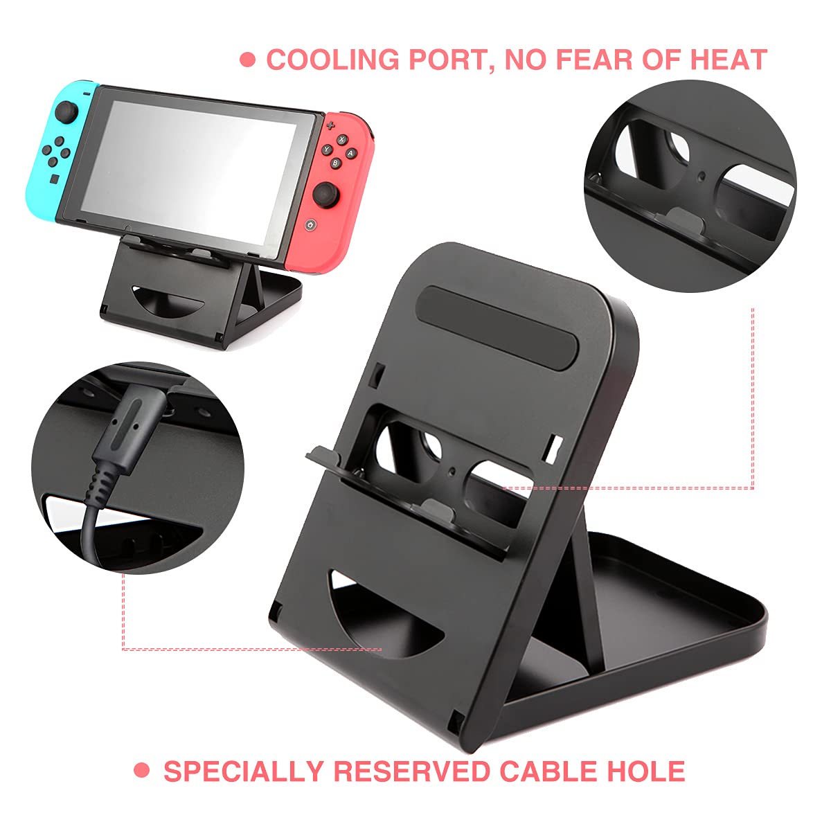 Foldable Adjustable Nintendo Switch Stand - Portable Play & Charging Stand for Switch/Switch Lite, Compatible with iPad, iPad Mini, iPad Pro, iPad Air, Smartphones & Kindle - Perfect for Gaming, Travel & Home Entertainment