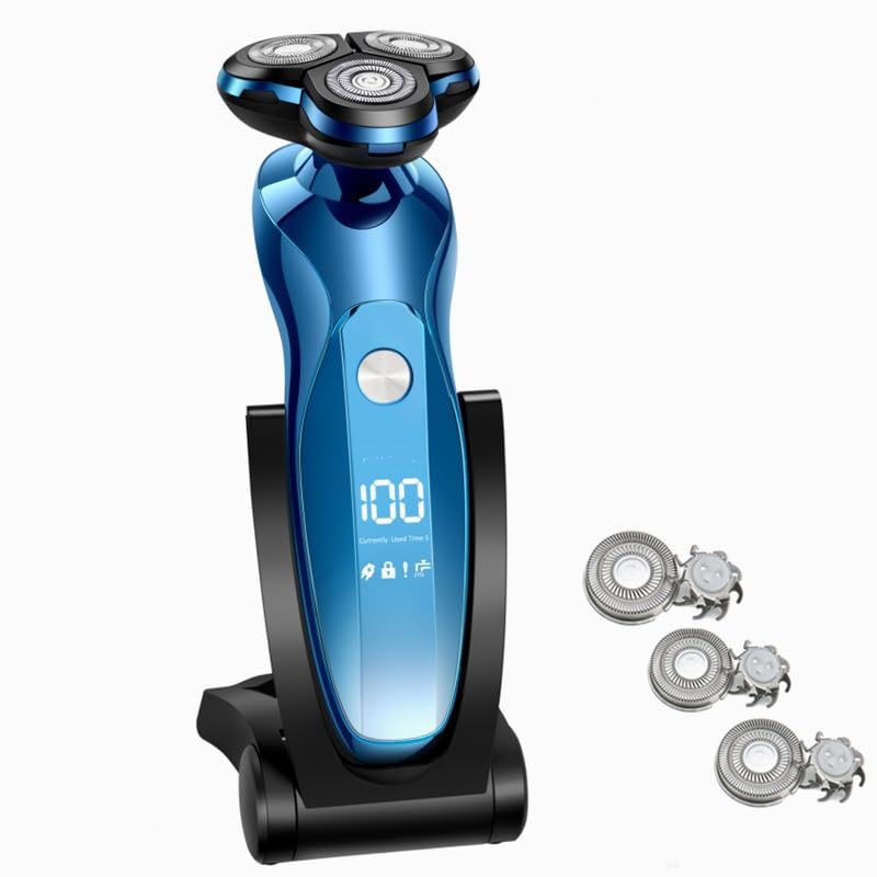Professional Electric Head Shaver for Men - Rechargeable Rotary Shaver & Beard Trimmer with LCD Display, Waterproof Hair Clipper (Model ZN3013-2) - Perfect for Bald Head Shaving, Beard Grooming & Travel Use