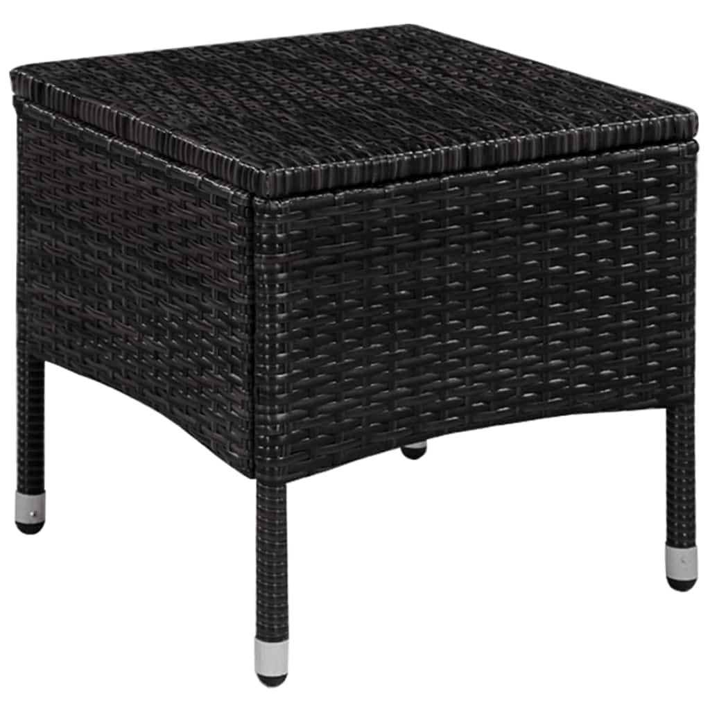 3-Piece Black Poly Rattan Bistro Set with Coffee Table - Outdoor Patio Furniture, Wicker Sofa Conversation Set with Cushions - Perfect for Garden, Balcony, and Backyard Relaxation
