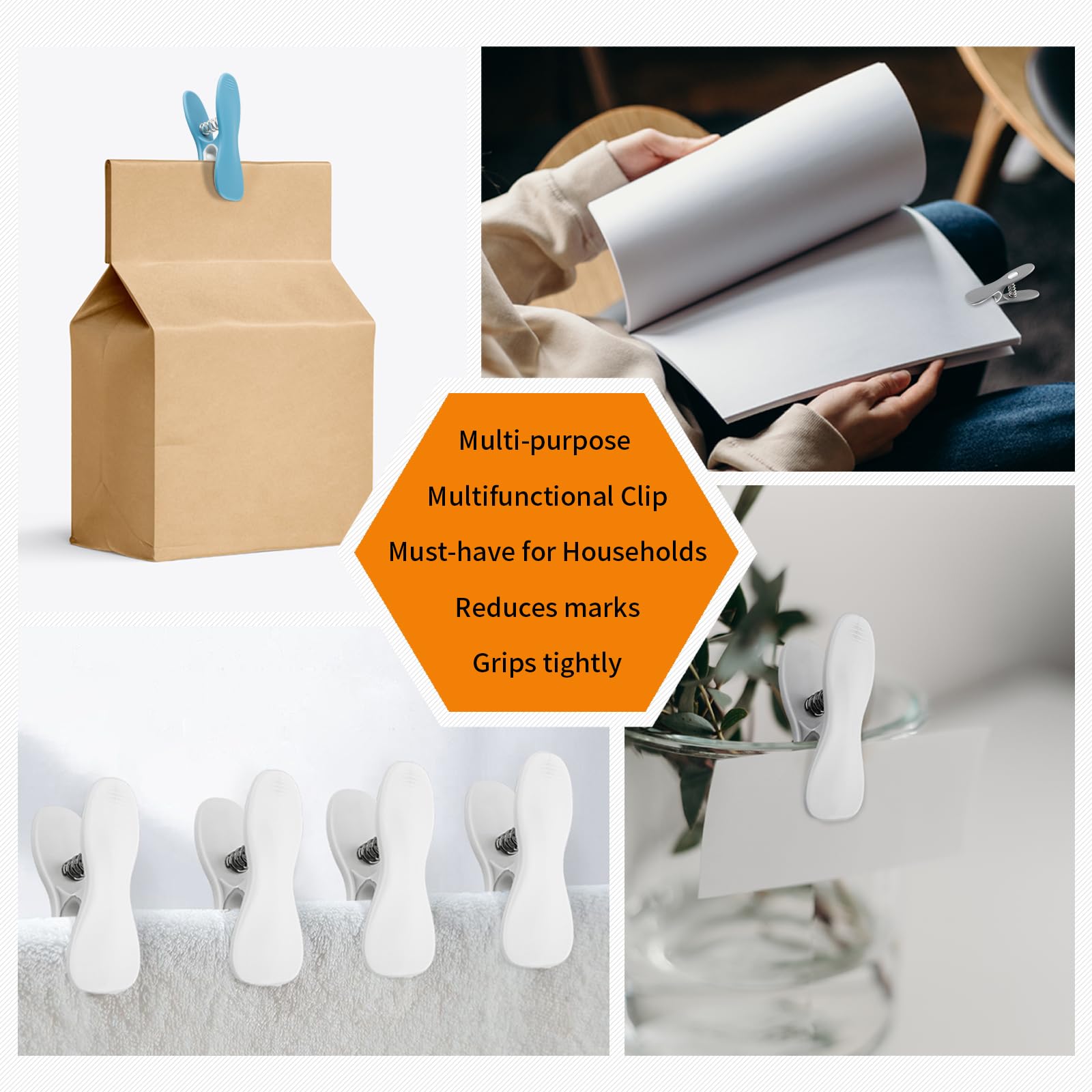 12 Pack Magnetic Food Bag Clips - Strong Seal for Bread, Chips, Snacks & More - Perfect for Kitchen, Pantry & Picnic Storage