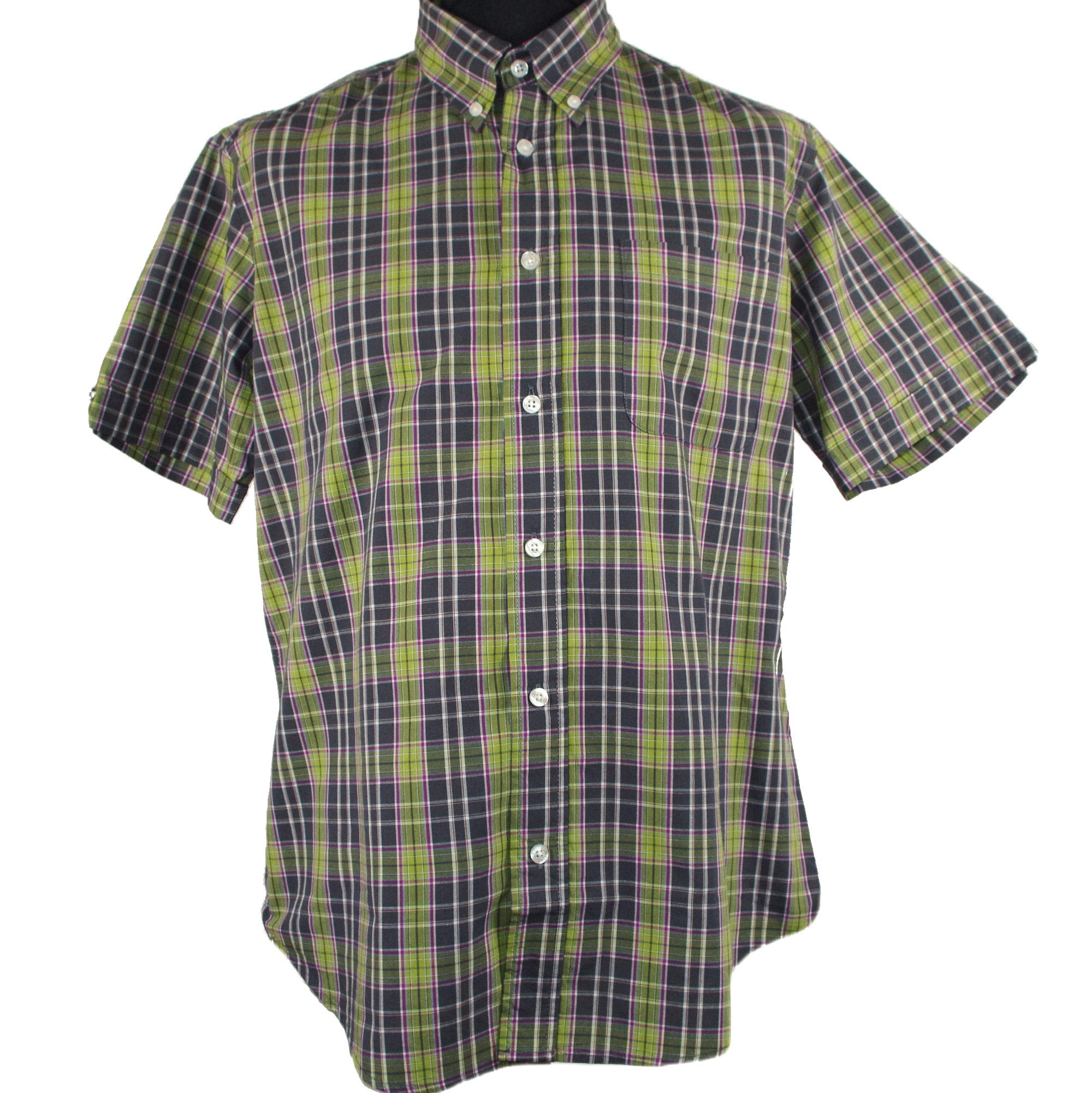 Warrior Clothing England Men's Retro Short Sleeve Button Down Shirt | Slim Fit Punk Style Skin Mod Fashion | Perfect for Concerts, Festivals & Vintage Outfits