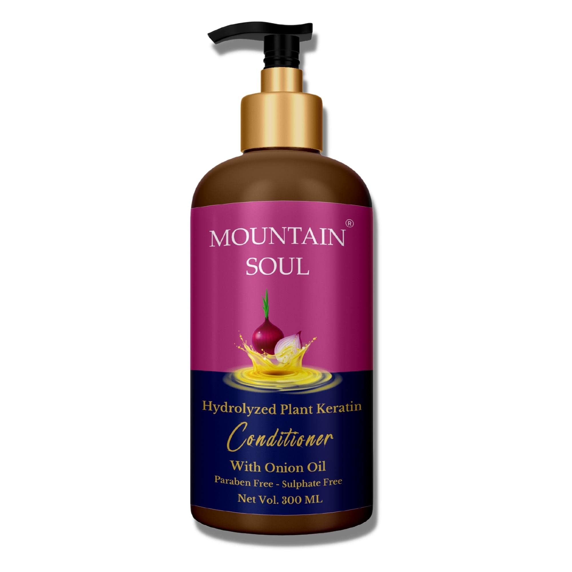 Mountain Soul Onion Oil Hair Conditioner for Hair Fall Control & Growth - Paraben & Sulfate Free with Plant Keratin (300ml) - Ideal for Damaged Hair Repair & Daily Nourishment