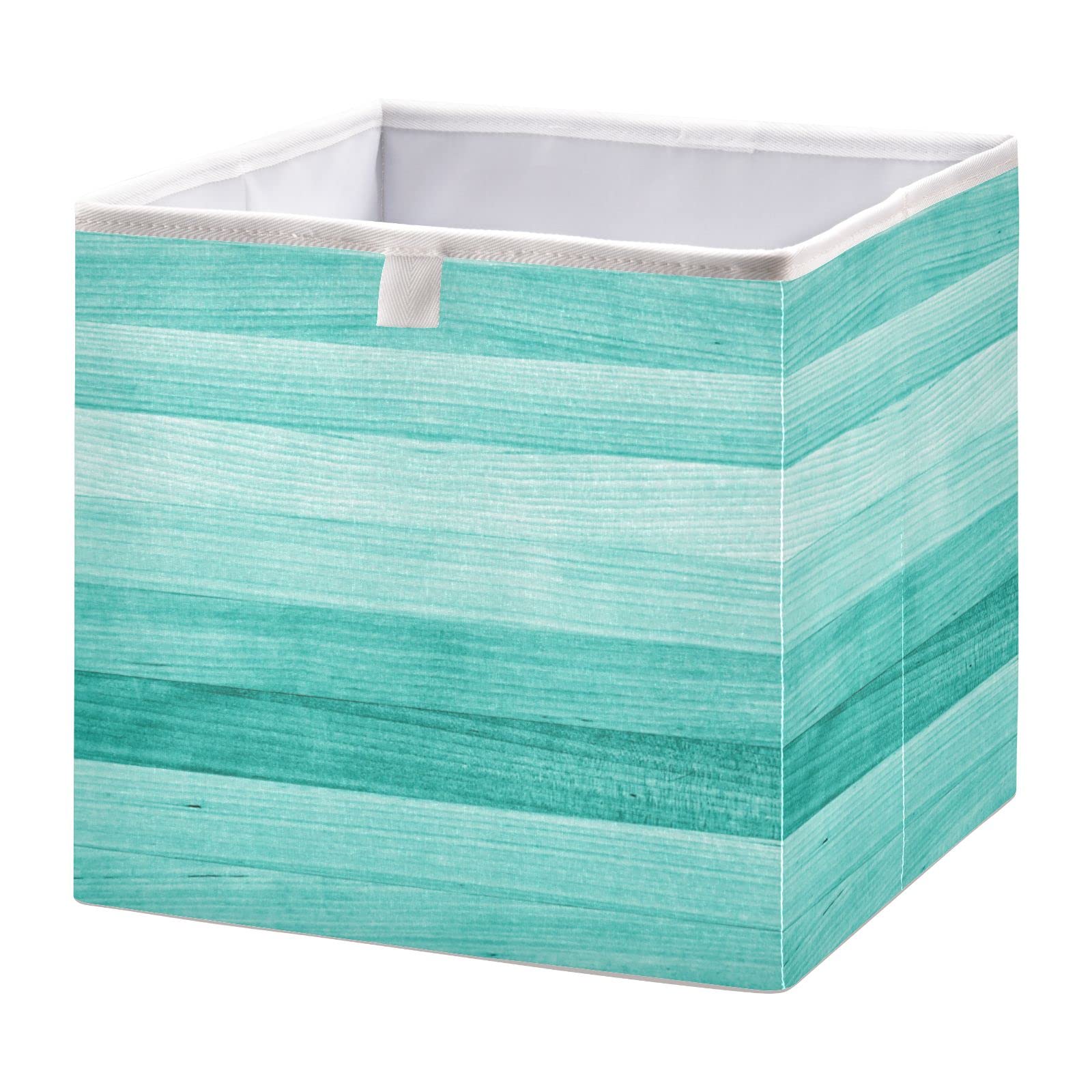 Foldable Collapsible Storage Baskets - Teal Turquoise Green Fabric Storage Box Organizer for Shelves, Closet, Pantry (11x11 Inch) - Perfect for Clothes, Toys, Books & Home Office Organization