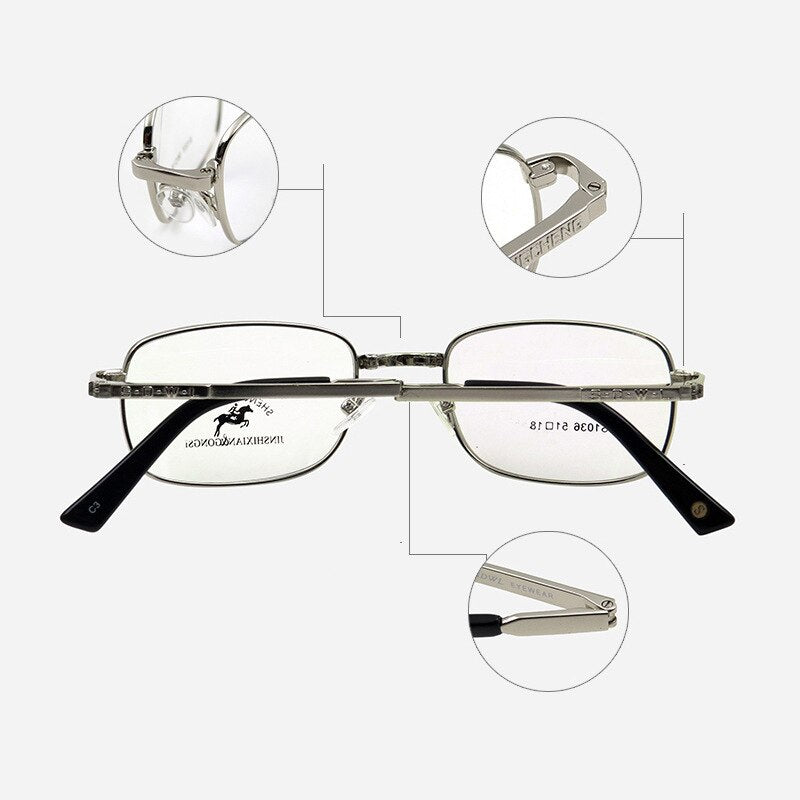 Bclear Men's Foldable Full Rim Alloy Frame Eyeglasses ZT1036 - Lightweight Reading Glasses for Men, Durable & Stylish Eyewear for Work, Travel, and Everyday Use