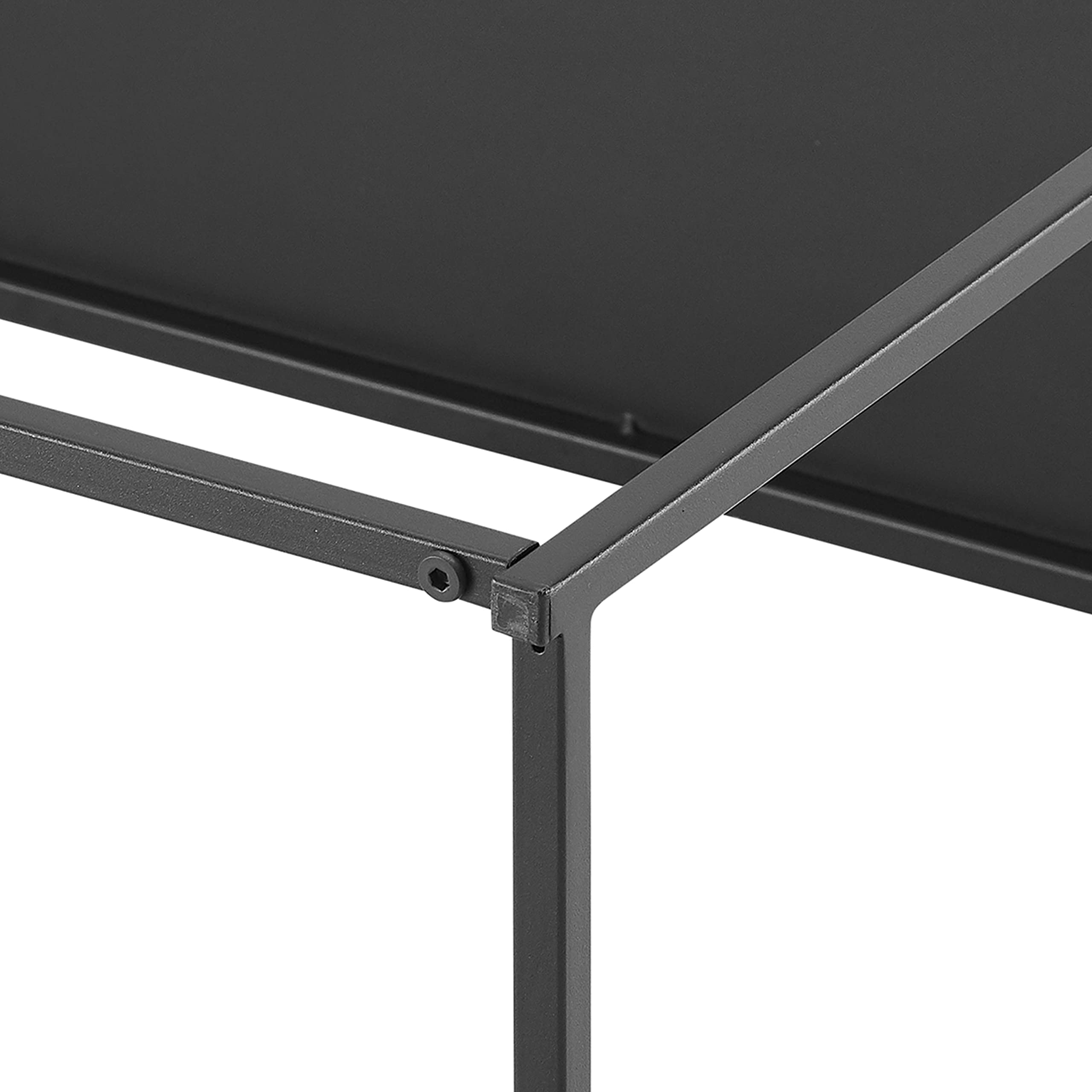 Crosley Braxton Metal Coffee Table with Storage Shelf - Modern Matte Black End Table for Living Room, Small Space & Apartment Decor