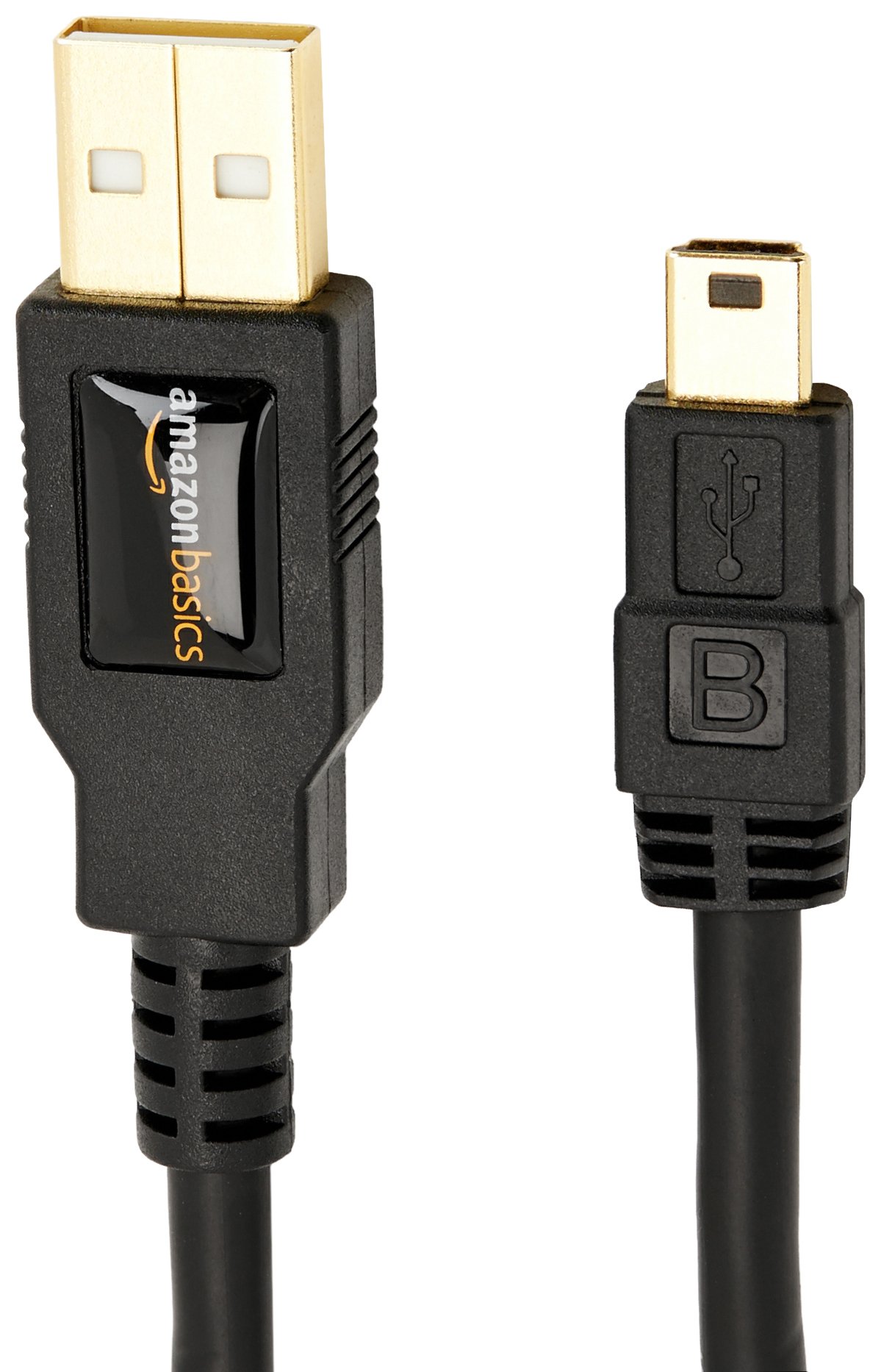 Amazon Basics USB 2.0 Charger Cable A-Male to Mini-B Cord - 3ft & 6ft (0.9m & 1.8m) for Digital Cameras, MP3 Players, External Hard Drives - Fast Charging & Data Sync