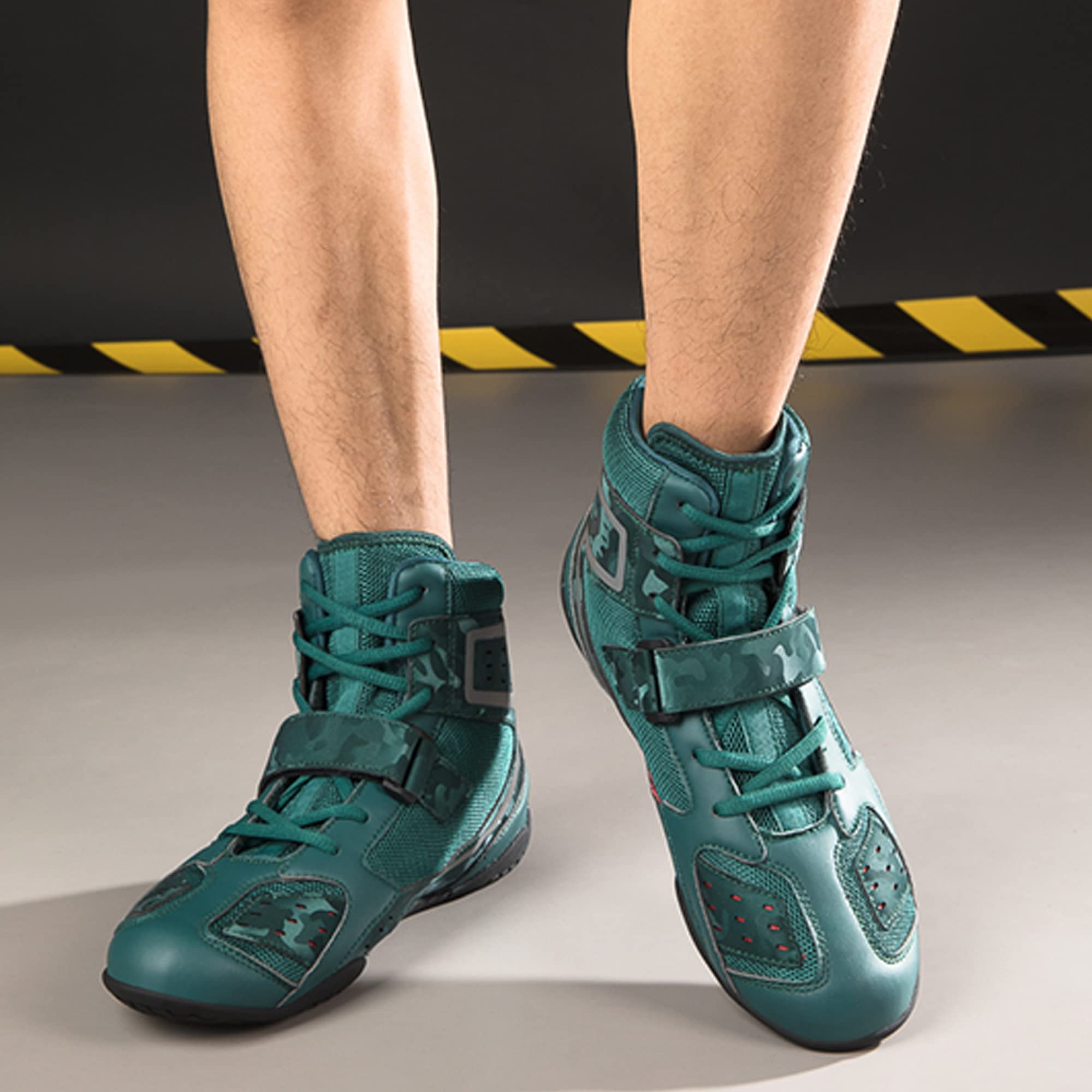 Men's High-Top Wrestling Boots - Lightweight Boxing & Weightlifting Shoes for Training & Competition - Non-Slip Sanda Martial Arts Shoes (Green, Size 10) - Perfect for MMA, Gym Workouts & Combat Sports