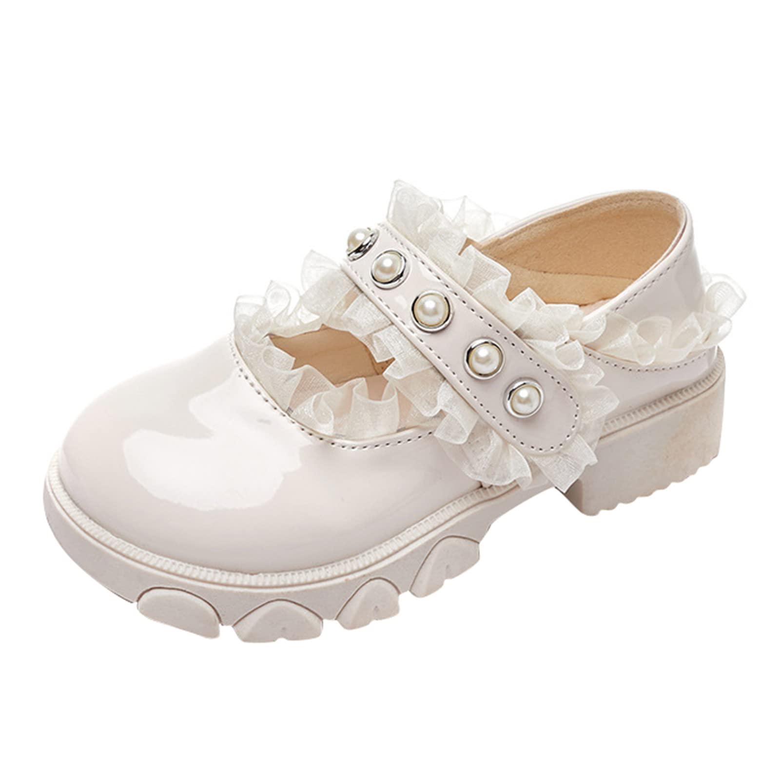 JUNLAI Girls Leather Princess Sandals with Bow - White for Toddlers & Playtime