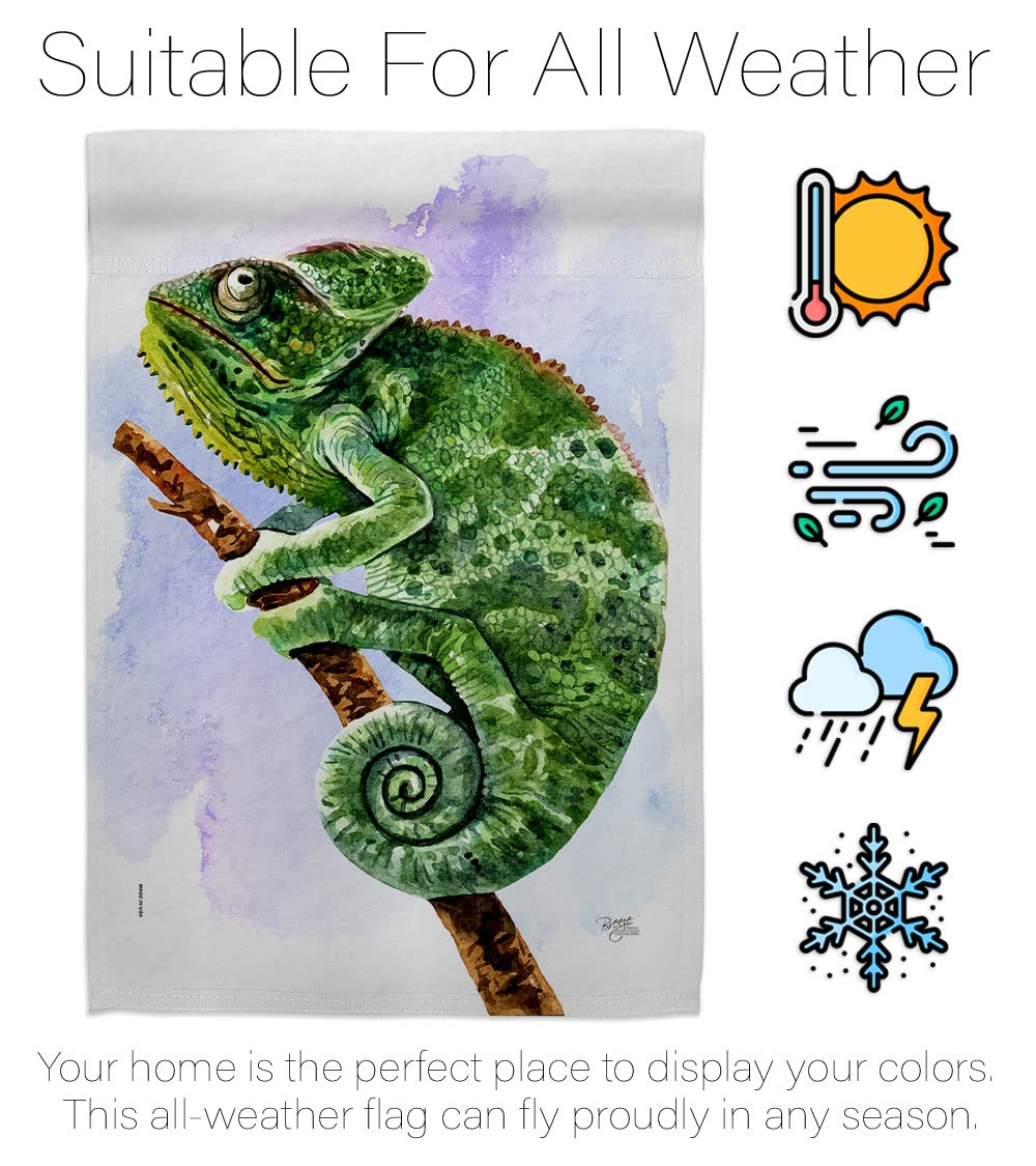 Chameleon Garden Flag Set with Stand - Outdoor Yard Decor for Home