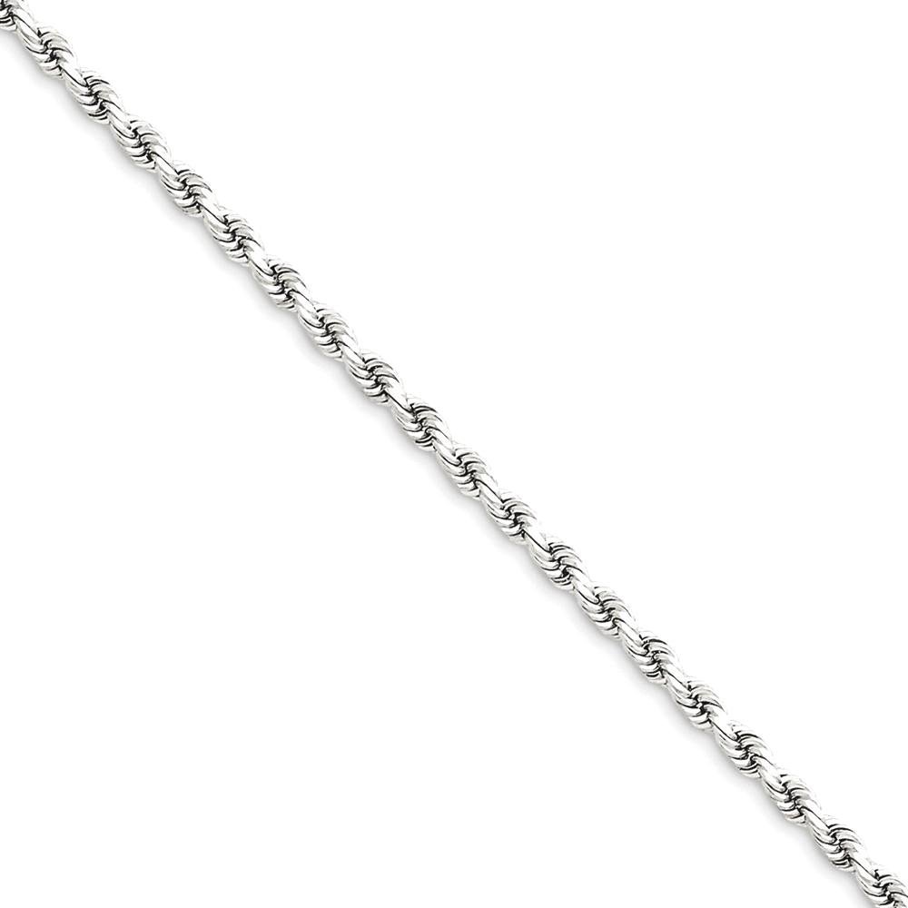 14K Solid White Gold 2.25mm Rope Chain Anklet Bracelet for Women - Dainty Summer Beach Jewelry, Perfect for Vacation, Pool Party & Casual Wear