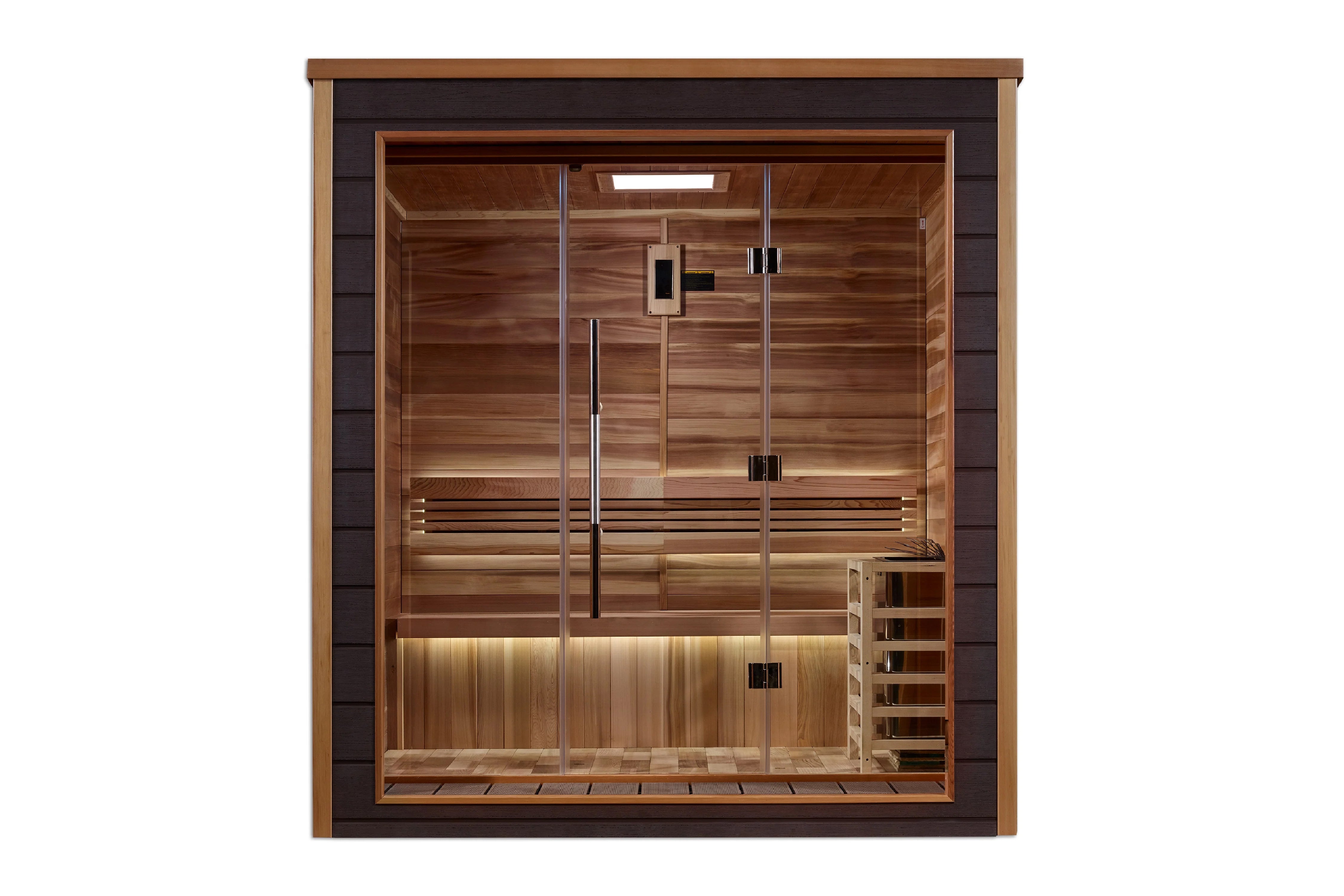 Golden Designs Drammen 3-Person Indoor Outdoor Sauna - Traditional Wooden Home Spa for Relaxation & Detox - Perfect for Backyard, Basement or Garage Use