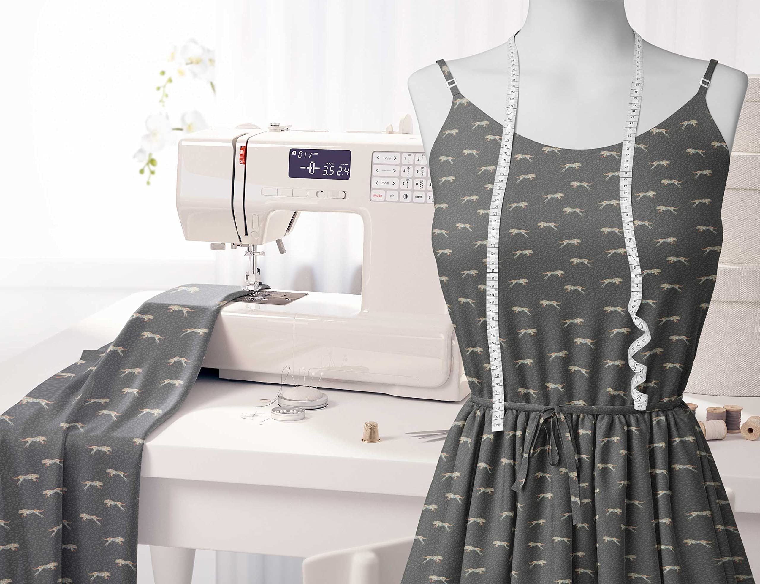 Soimoi Moss Georgette Gray Fabric by The Yard - 42 Inch Wide Leopard Print Animal Skin Textile for Dresses, Blouses & DIY Fashion Projects - Stylish Printed Fabric for Apparel & Home Decor