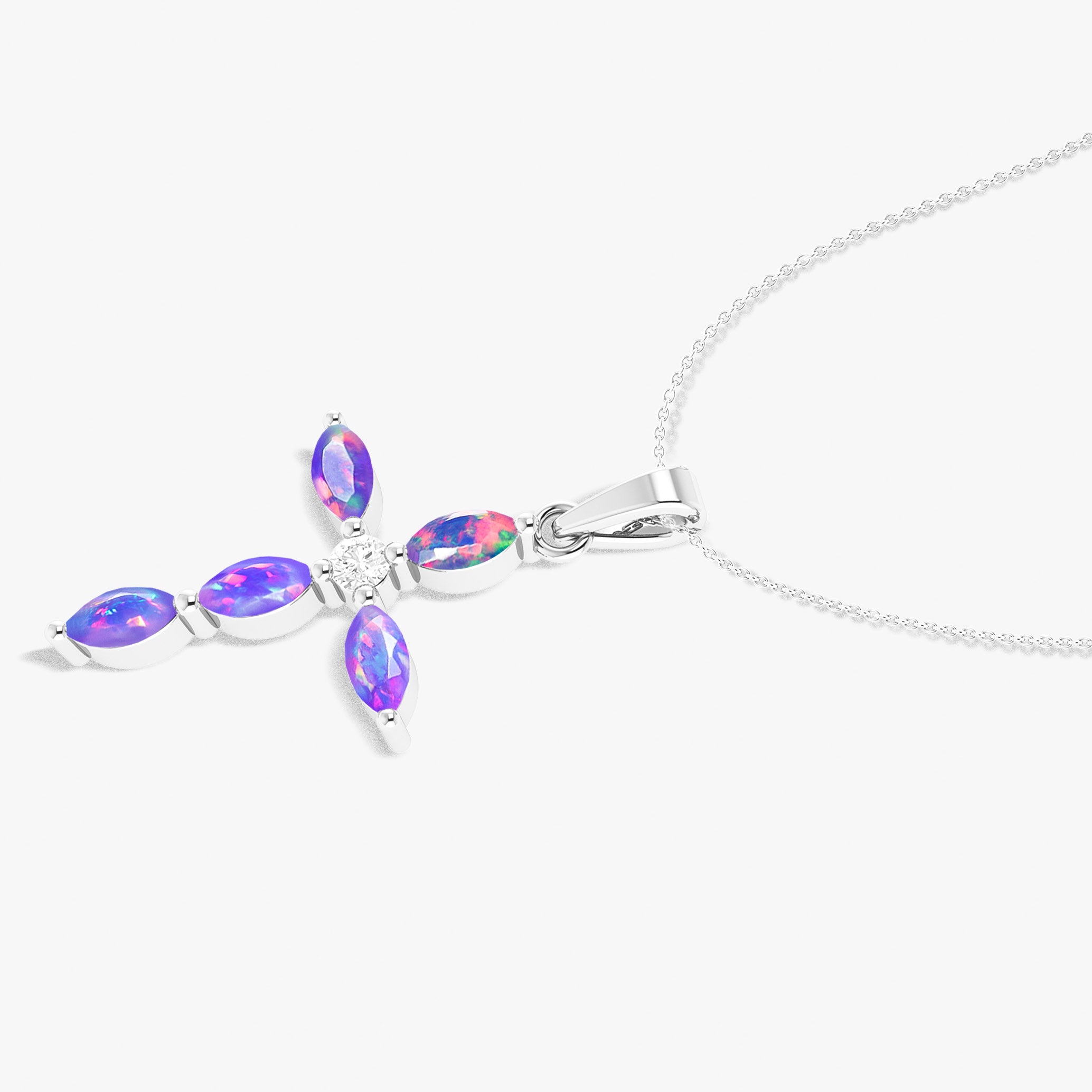 Natural Multi Fire Opal Marquise Gemstone Pendant Necklace for Women - Elegant Handmade Jewelry Gift for Birthday, Anniversary & Special Occasions
