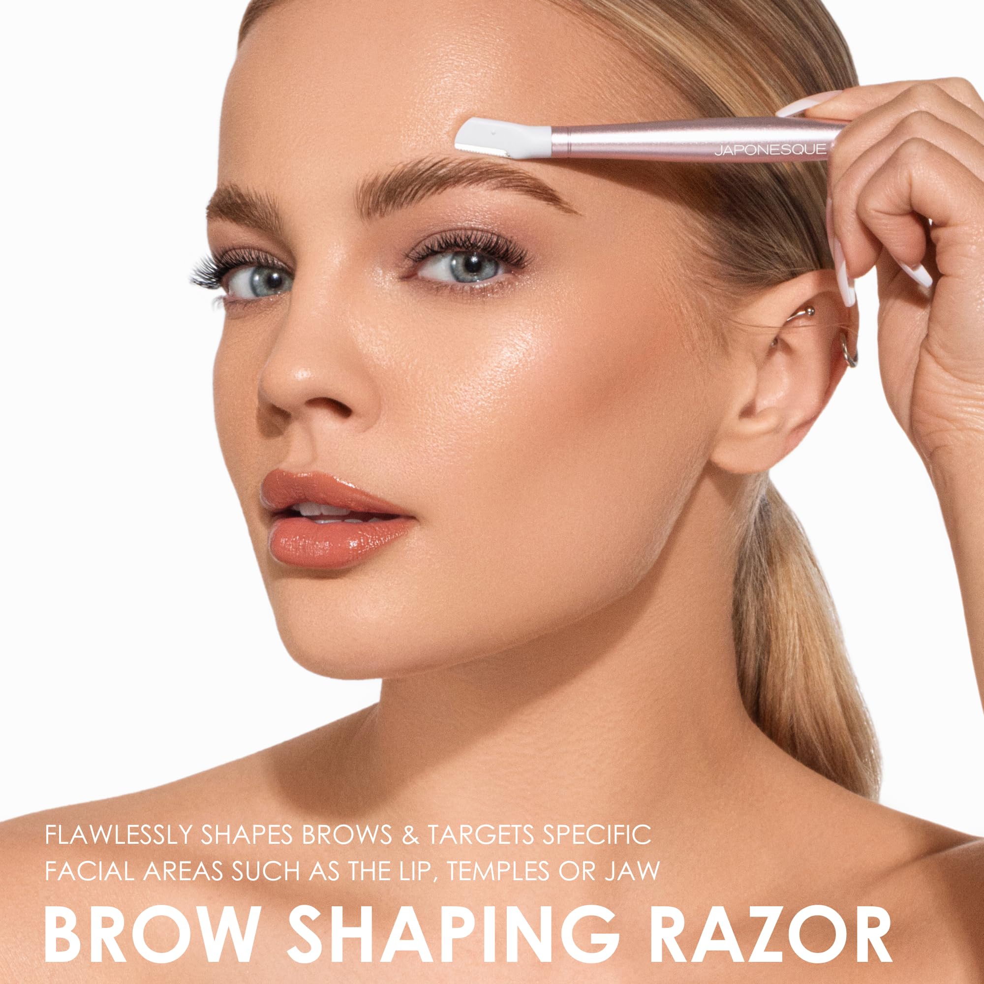 JAPONESQUE - SKINTherapy Dermaplaning Facial Razors with Interchangeable Handle | Ultra Sharp Japanese Blades for Hair Removal & Exfoliation | Eyebrow Razor with 2 Blade Sizes | Perfect for At-Home Facial Care & Smooth Skin Routine