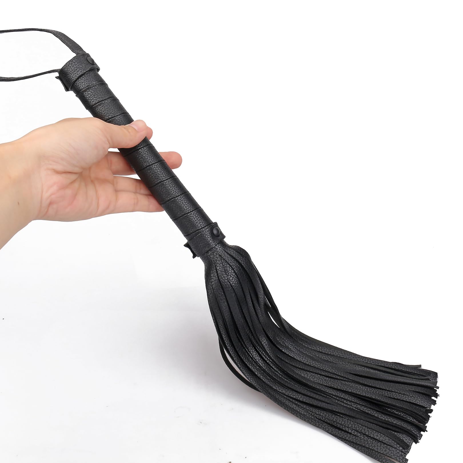 Premium PU Leather Sex Whip Flogger for Couples - 2-in-1 BDSM Toy for Sensual Play, Spanking & Flirting - Soft Skin-Friendly SM Whip for Women & Men (Black) - Perfect for Bedroom Fun, Roleplay & Intimate Bonding