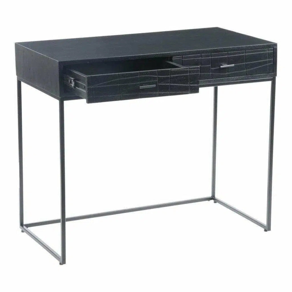 35.5 Inch Modern Black Writing Desk for Home Office - Stylish & Spacious Workspace for Studying, Working, or Gaming
