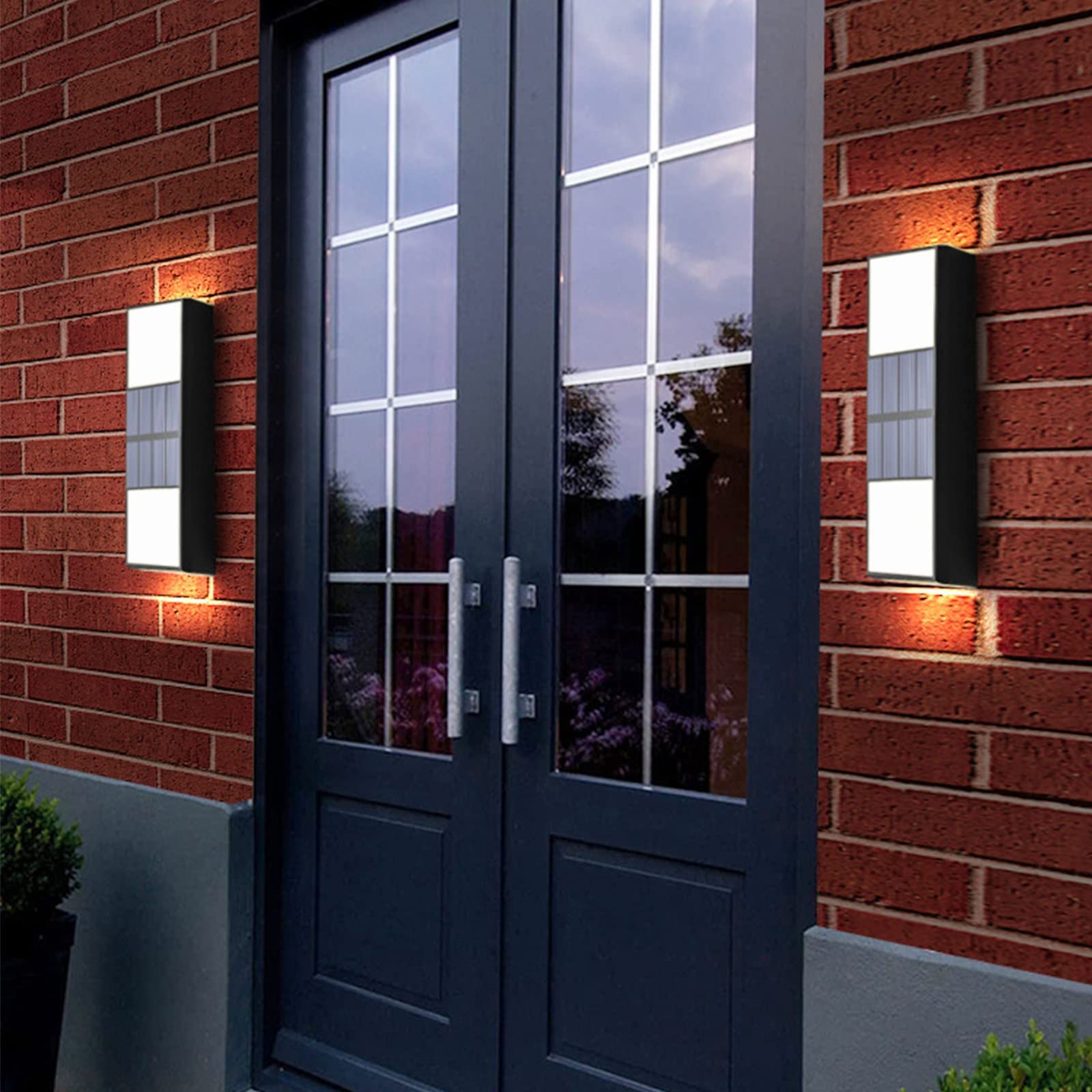 2 Pack Solar Porch Lights - Waterproof Outdoor Wall Lights for Garden, Patio, Fence & Yard - Modern Up Down Decorative Lighting for Home & Landscape Use