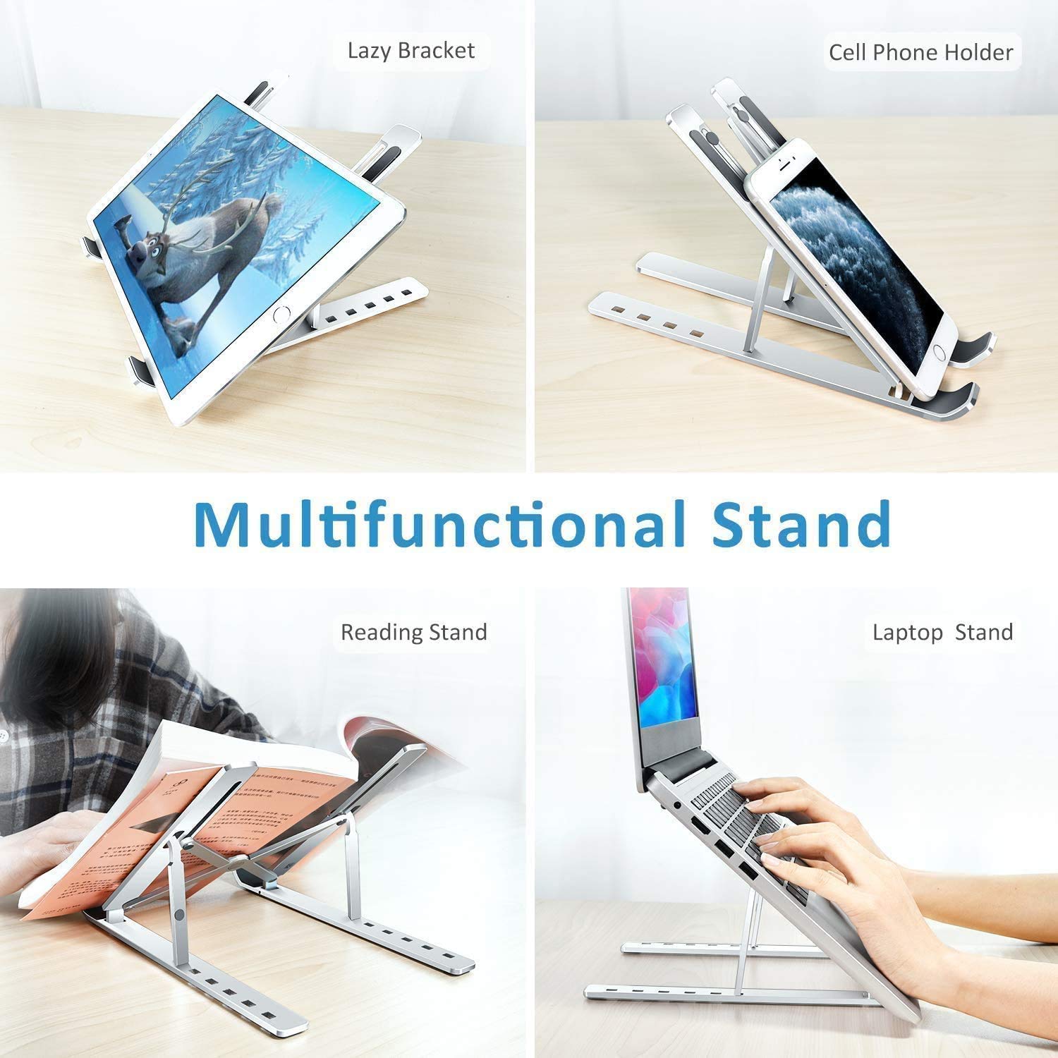 Adjustable Laptop Stand for Desk - Portable & Ergonomic Laptop Riser Holder Compatible with 10-17.3 Inch MacBook, Dell, HP - Black | Perfect for Home Office, Gaming & Workspace Setup