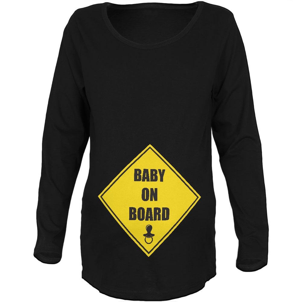 Baby On Board Black Maternity Soft Long Sleeve T-Shirt - Small | Comfortable Pregnancy Shirt for Expecting Moms | Perfect for Casual Wear, Maternity Photos & Everyday Comfort
