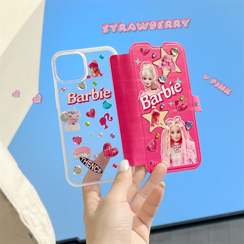 Barbie Flip Color Diamond Star iPhone 14 Pro Max Case - Shockproof Soft TPU Cute Cartoon Girl Phone Cover - Perfect for School, Work & Everyday Use