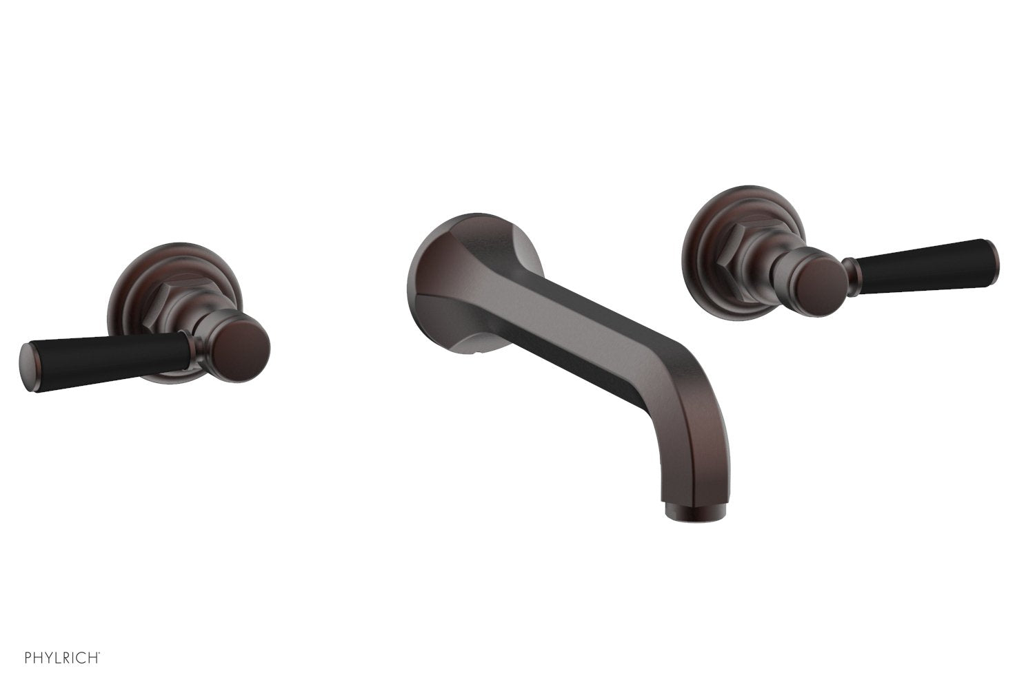 HEX TRADITIONAL Wall Tub Faucet Set with Satin Black Lever Handles - 500 57 Series - Perfect for Bathroom Renovation & Modern Home Decor