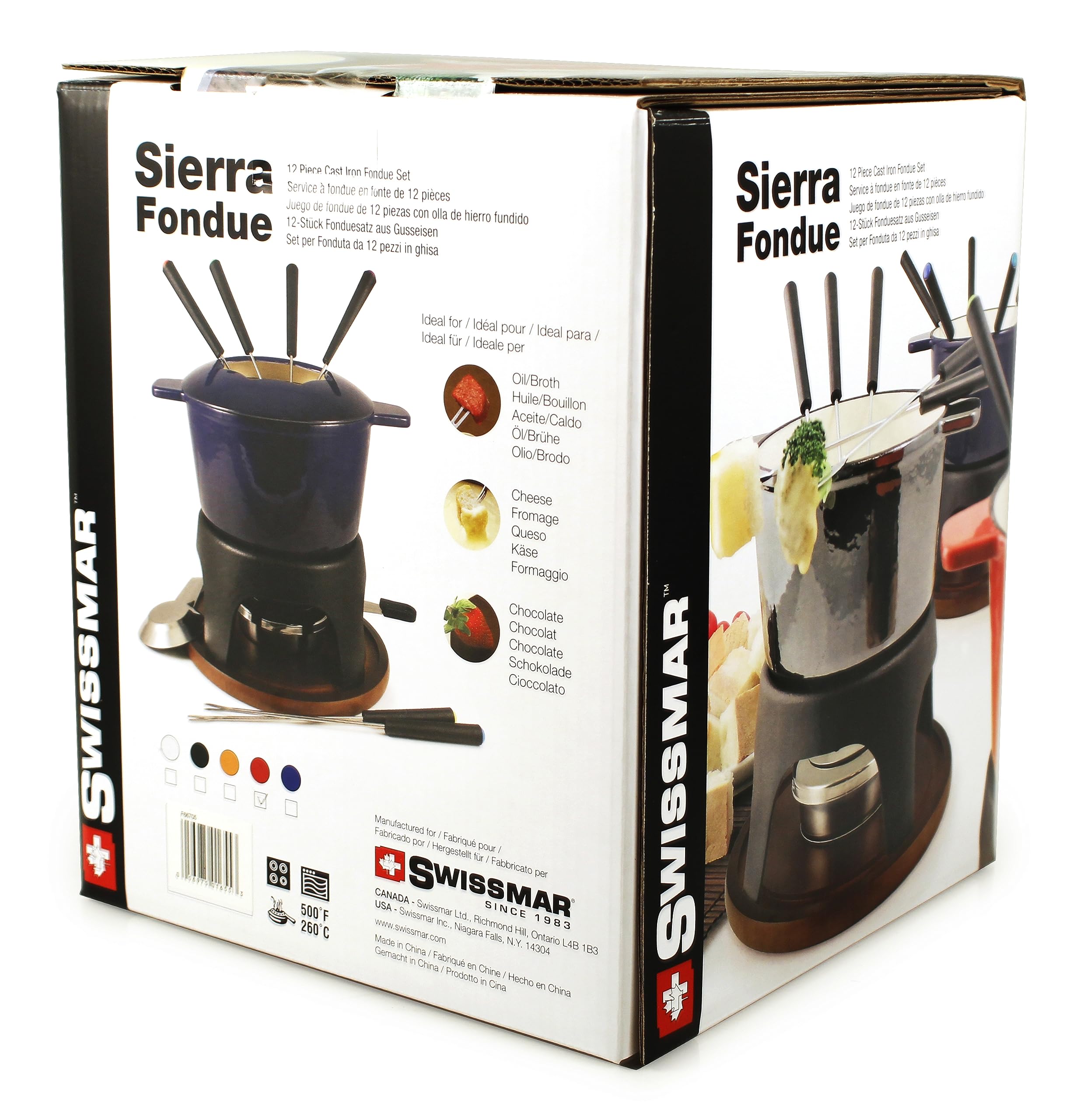 Swissmar Sierra 1.6 Quart Cast Iron Fondue Set - Premium Cheese, Meat & Chocolate Fondue Pot - 12-Piece Gradient Orange Kit for Family Gatherings, Dinner Parties & Romantic Date Nights - Perfect Gift for Hosts & Home Chefs
