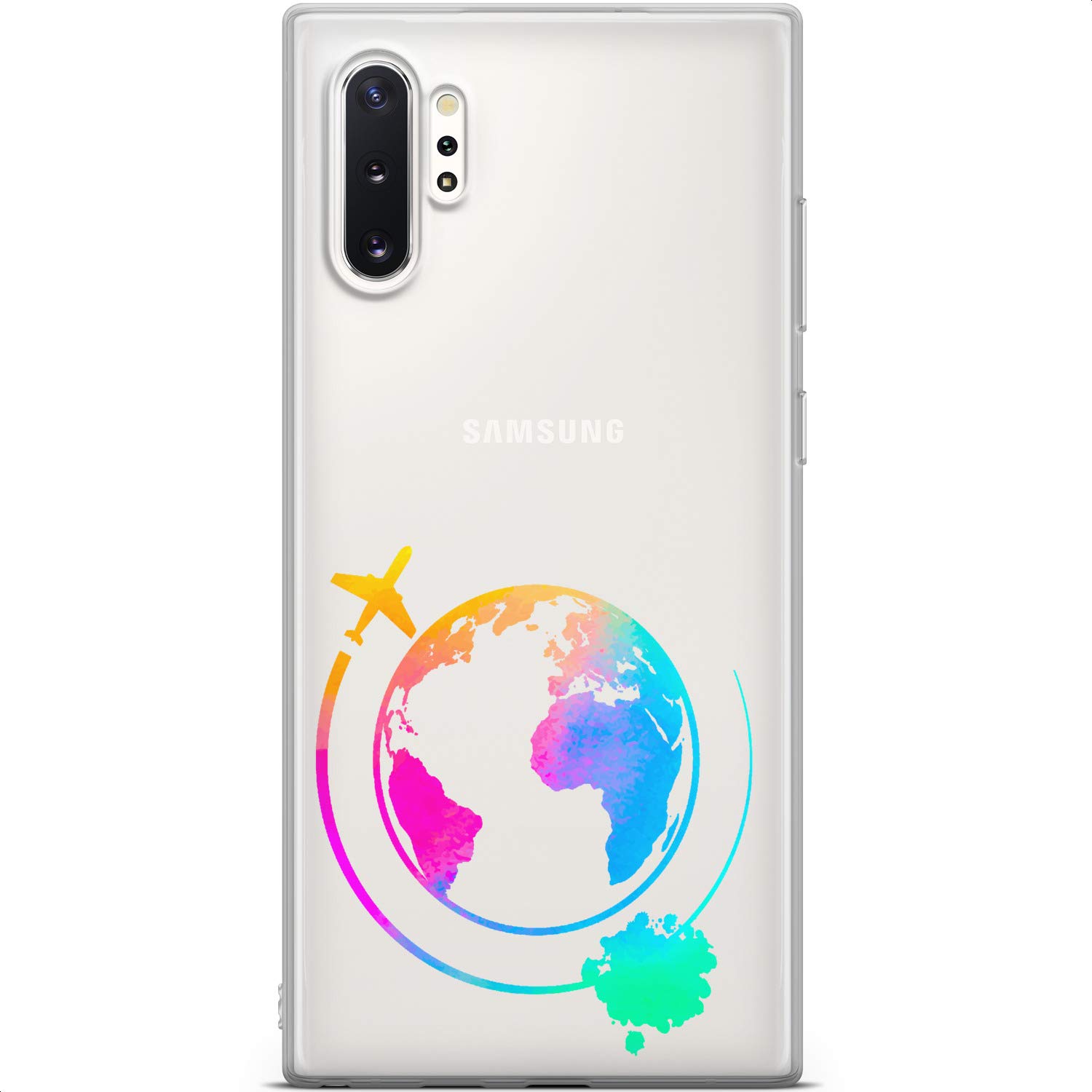 Samsung Galaxy S24 S23 Ultra S22 5G Plus S21 FE S20 S10 Phone Case - Slim Clear TPU Silicone Protective Cover with Earth Planet Travel Design - Perfect for Travel, Tourism, and Everyday Use