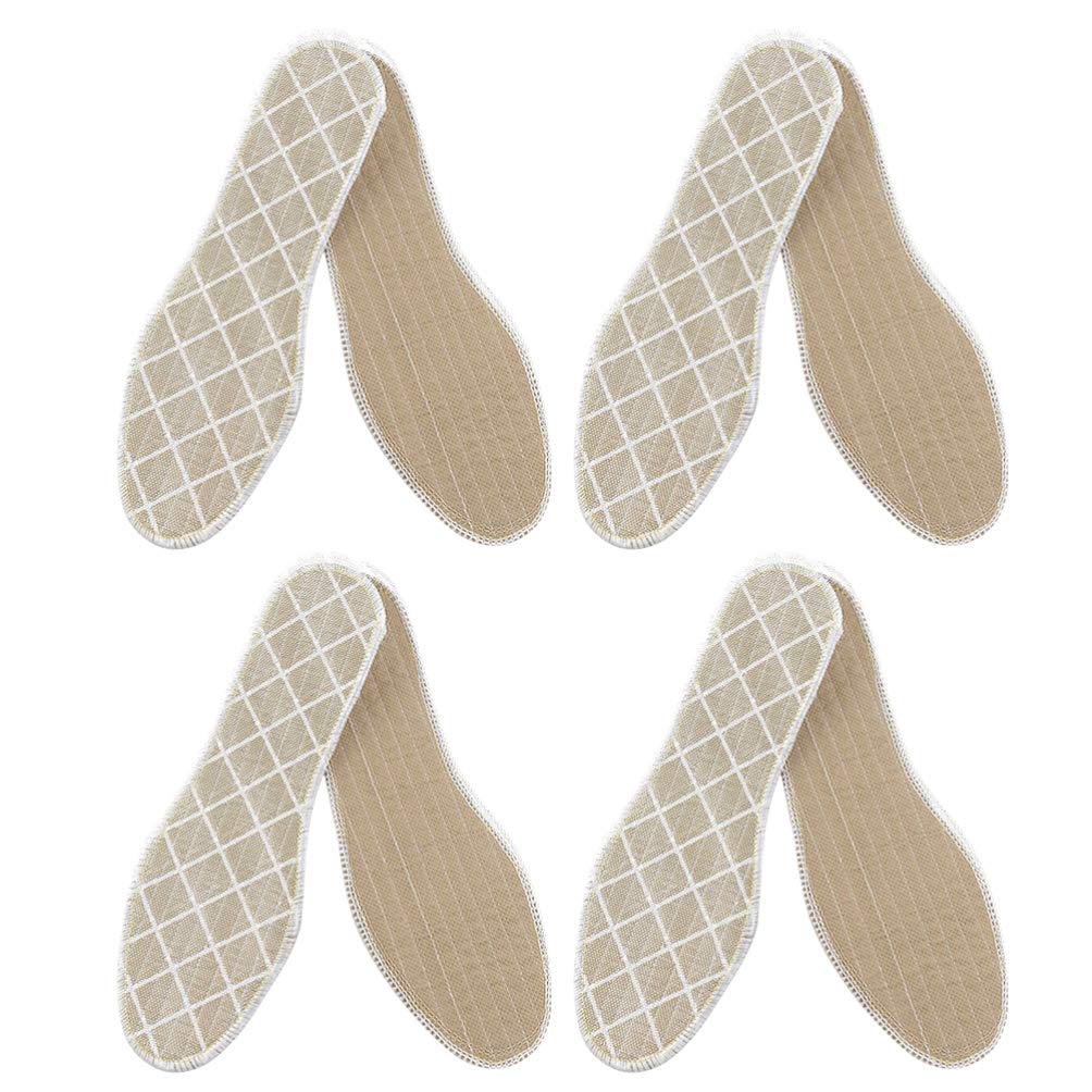 EXCEART 4 Pairs Bamboo Charcoal Insoles - Breathable Deodorizing Shoe Inserts for Men & Women | Linen Sports Cushion Pads (Size 40) - Perfect for Running, Walking & Everyday Comfort