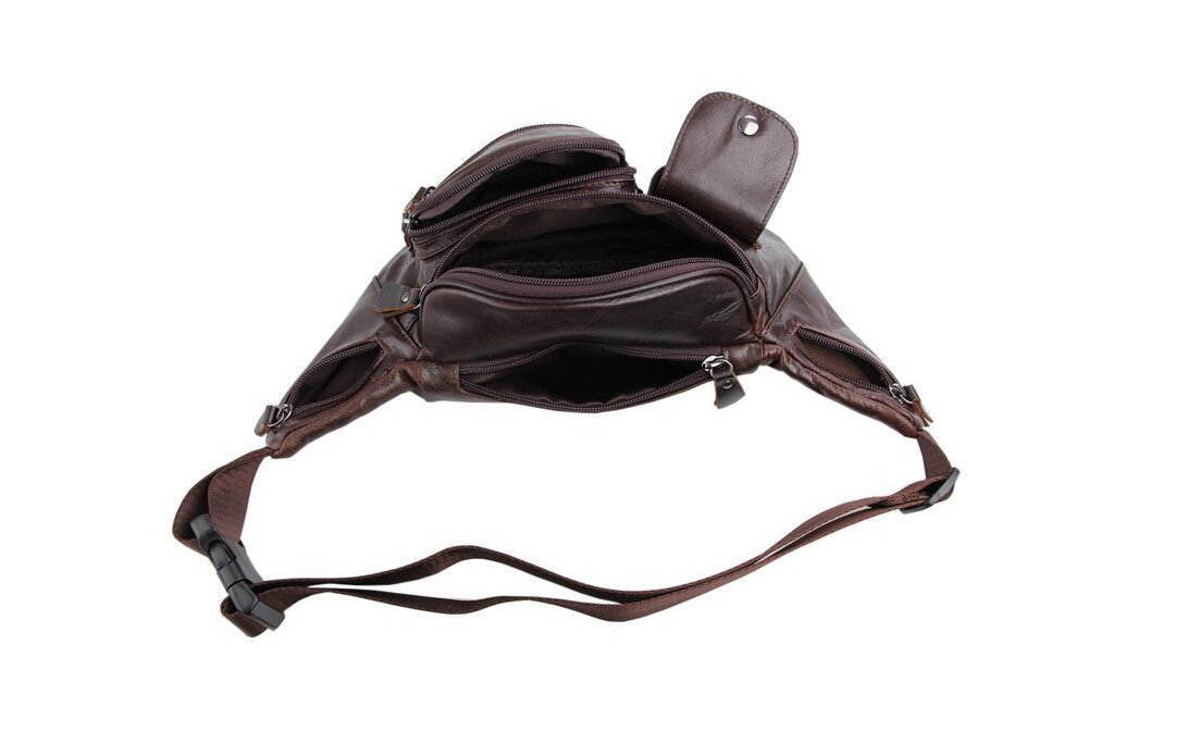 Premium Genuine Leather Unisex Hip Bag - Waist Pack for Men & Women, Cycling Belt Bag with Phone & Key Holder (Model 7210, BRAUN) - Perfect for Outdoor Activities, Travel, and Daily Commute