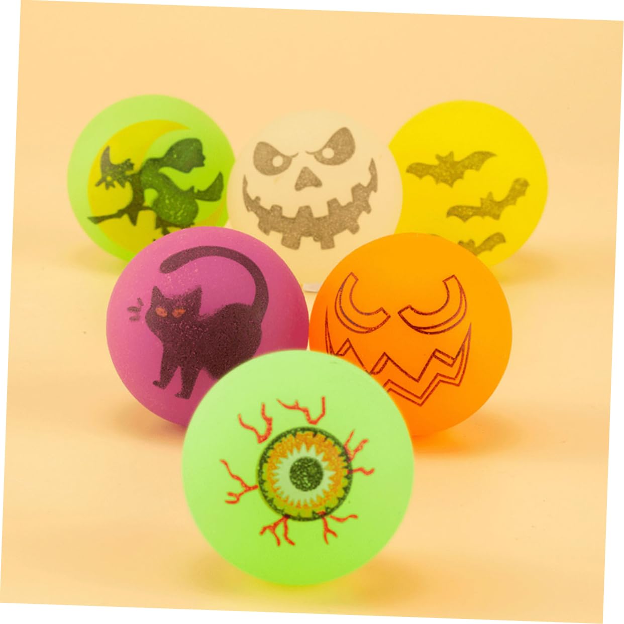 HOOTNEE 20-Pack Glow in The Dark Bouncy Balls - Halloween Party Favors, Kids Birthday Party Supplies, Rubber Bouncing Balls for Outdoor Games & Nighttime Play