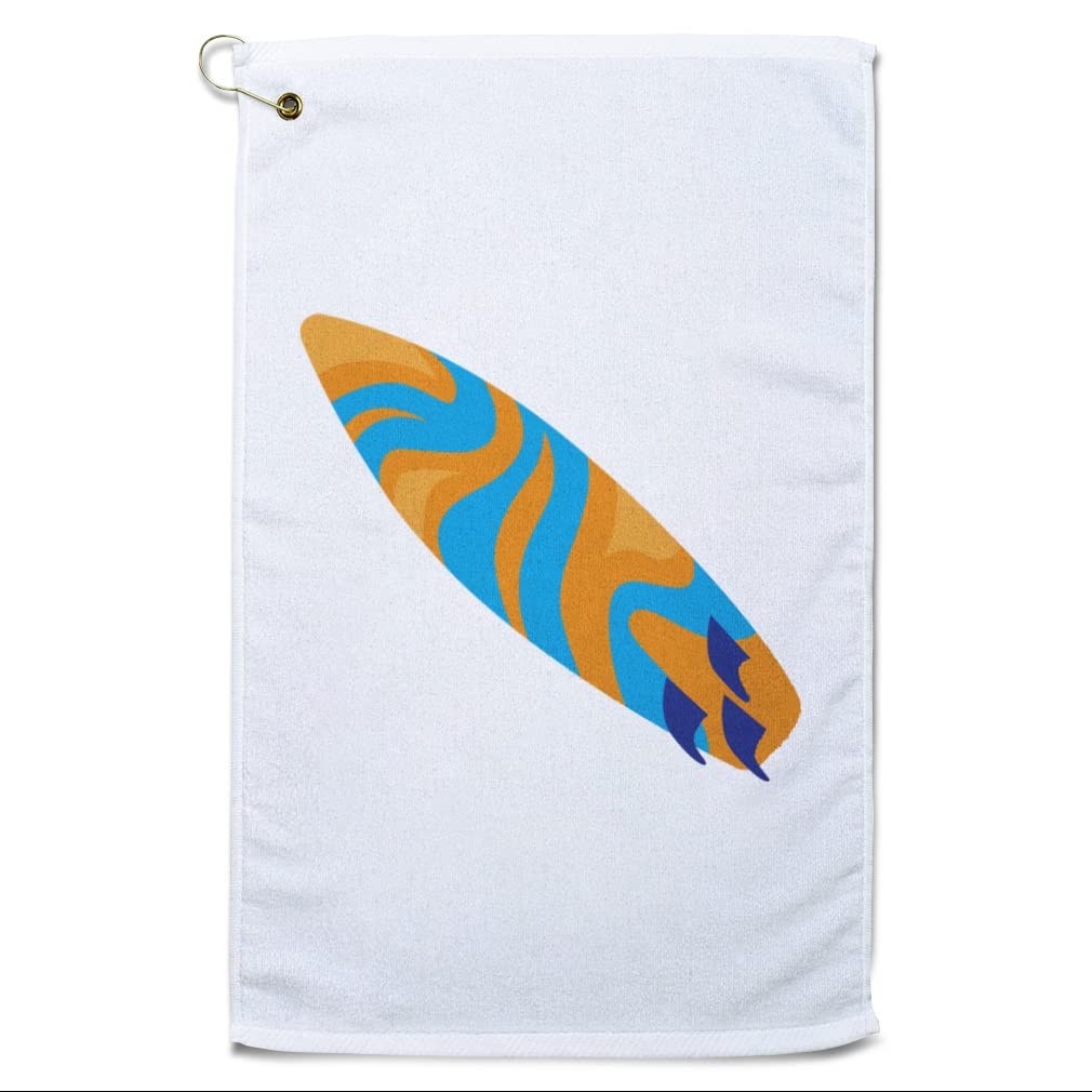 Father's Day Golf Towel - Soft Cotton Surfboard & Wave Design Beach Accessories - Perfect for Golf, Surfing, Beach Trips & Outdoor Activities