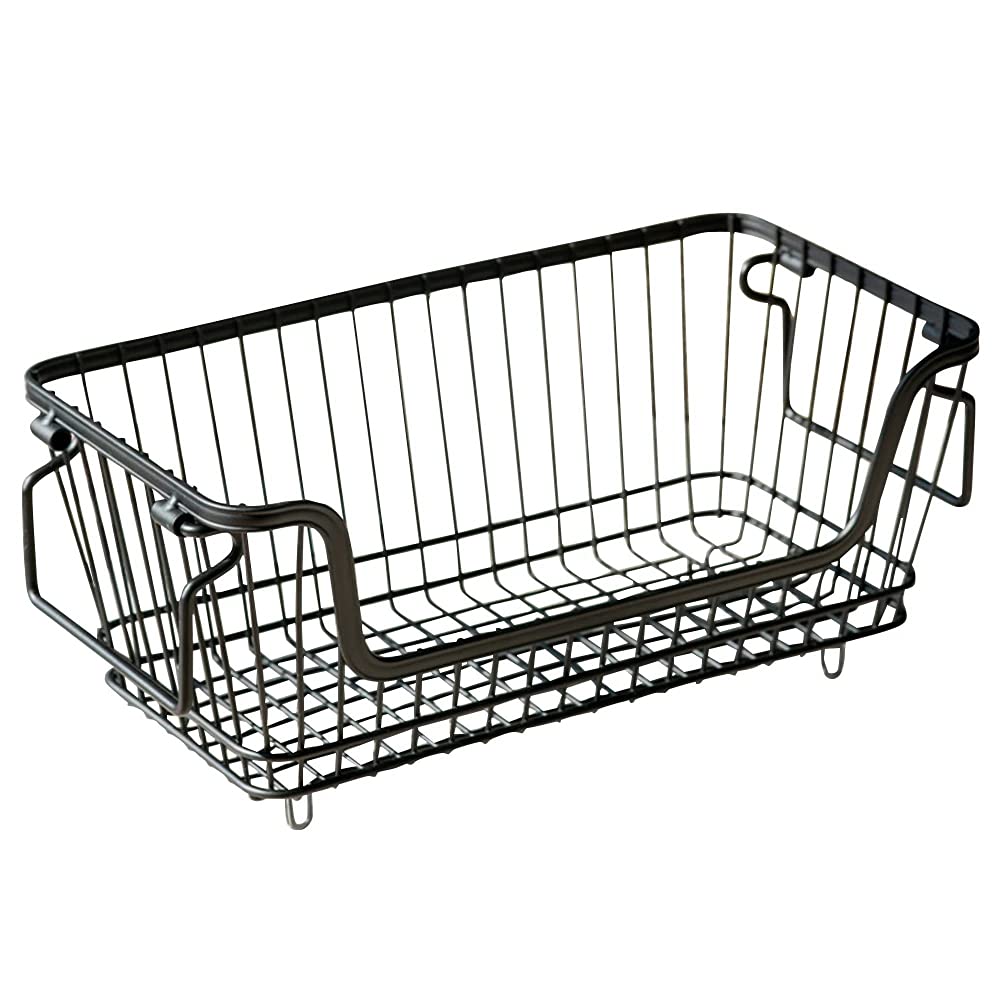 YZC Rectangular Iron Storage Basket with Handles - Kitchen Cabinet Organizer for Fruits, Vegetables & Countertop Storage | Perfect for Pantry, Refrigerator & Home Organization
