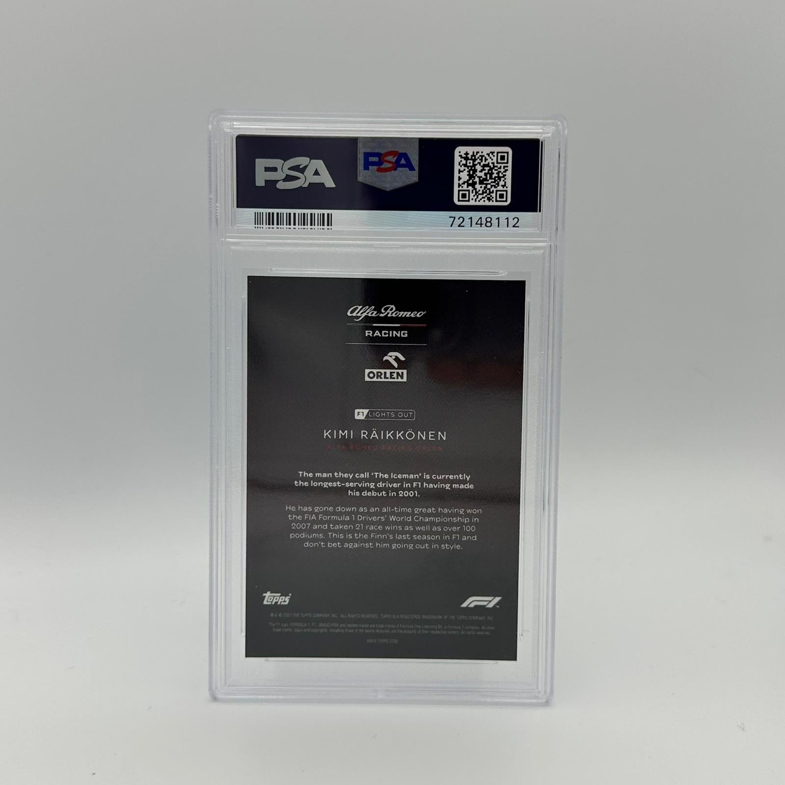 PSA 10 Graded 2003 Kimi Raikkonen Formula 1 Driver Card - Purple Parallel Parallel - Rare Collectible for F1 Fans & Sports Memorabilia Enthusiasts