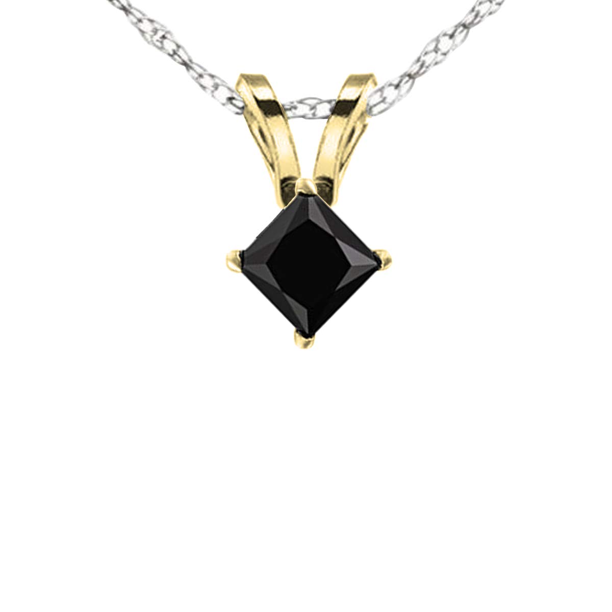 10K Solid Gold Princess Cut Black Diamond Solitaire Pendant for Women - Elegant Necklace for Everyday Wear, Date Nights & Special Occasions | Dazzlingrock Collection