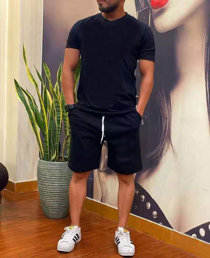 Men's Summer Casual 2-Piece Outfit Set - Lightweight Breathable Short Sleeve Shirt & Shorts for Beach, Vacation, and Outdoor Activities