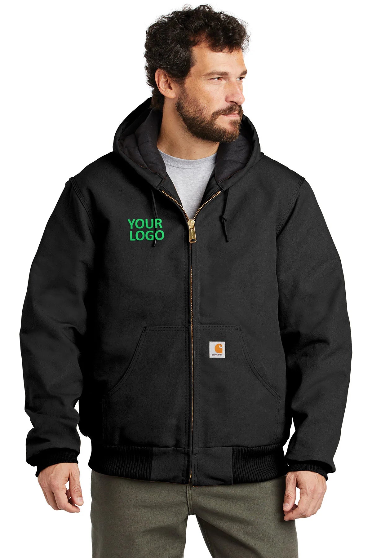 Carhartt Men's Flannel-Lined Duck Work Jacket - Heavy Duty Winter Coat for Outdoor Work & Hunting - Black