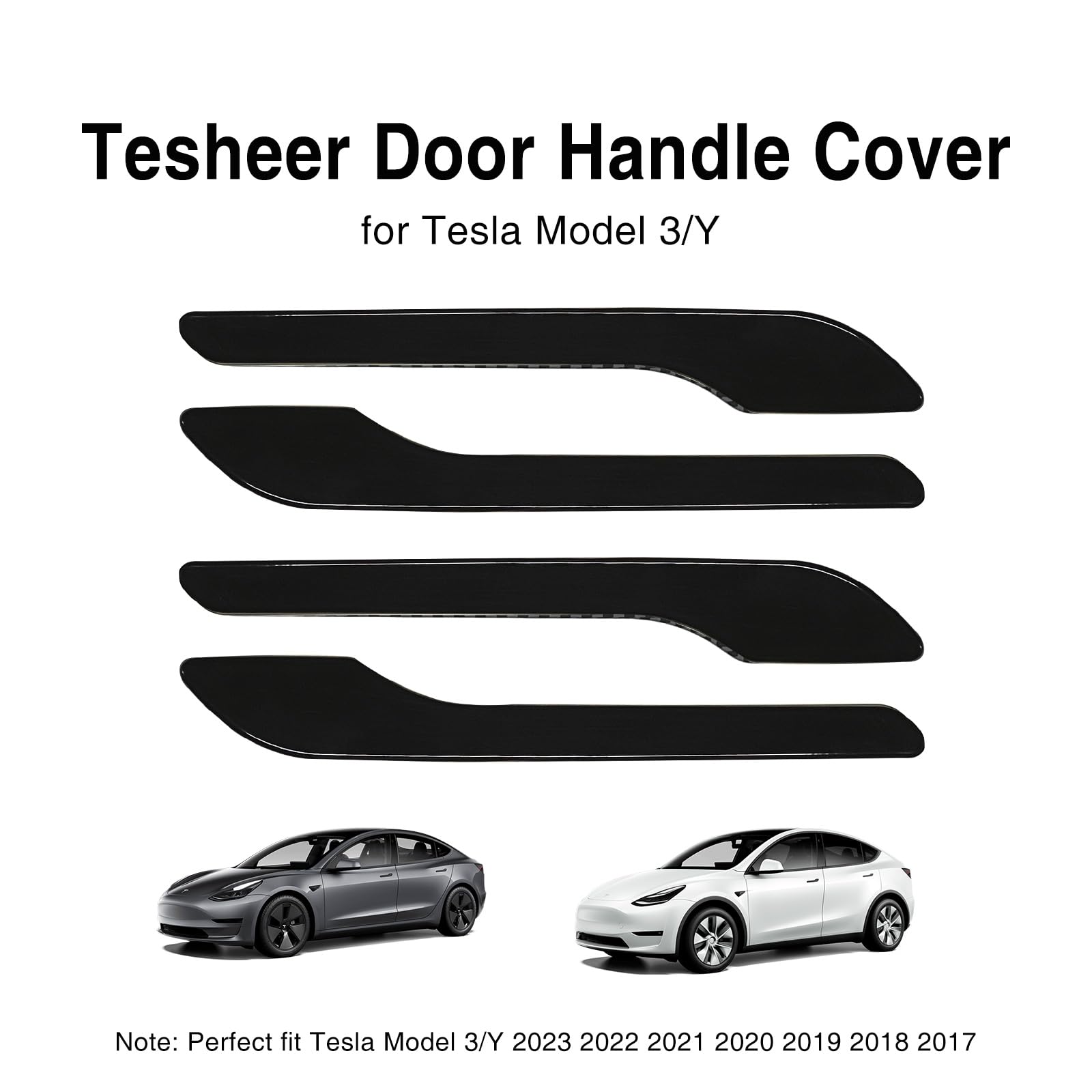 Premium Tesla Model 3/Y Door Handle Protectors - 4PCS Anti-Scratch Vinyl Wrap Stickers (Glossy Black) | Durable Car Accessories for Door Handle Protection | Perfect for Daily Commuting & Road Trips