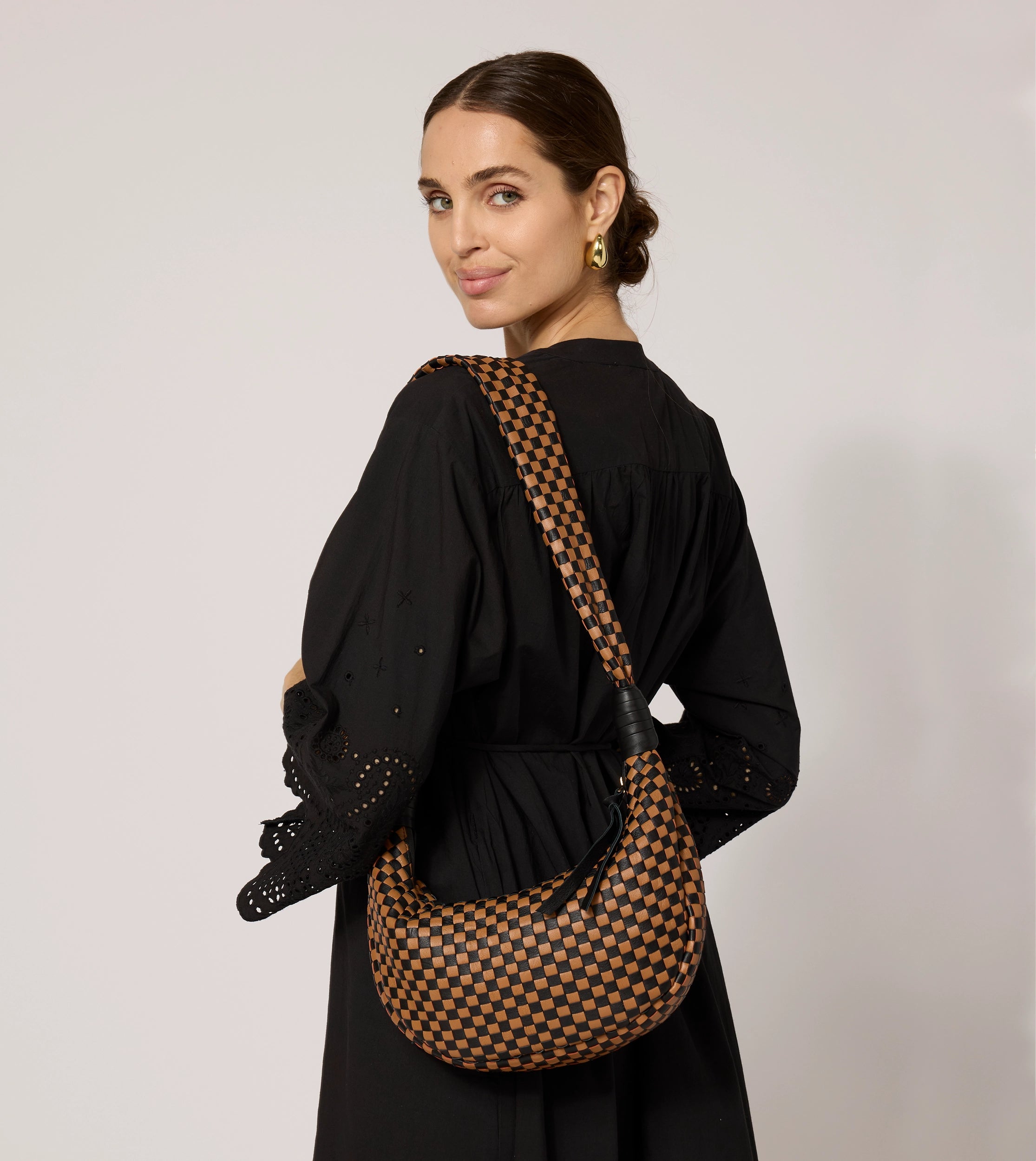 Dylan Woven Leather Handbag for Women - Stylish Brown Multi-Color Crossbody Purse | Perfect for Work, Travel & Everyday Use