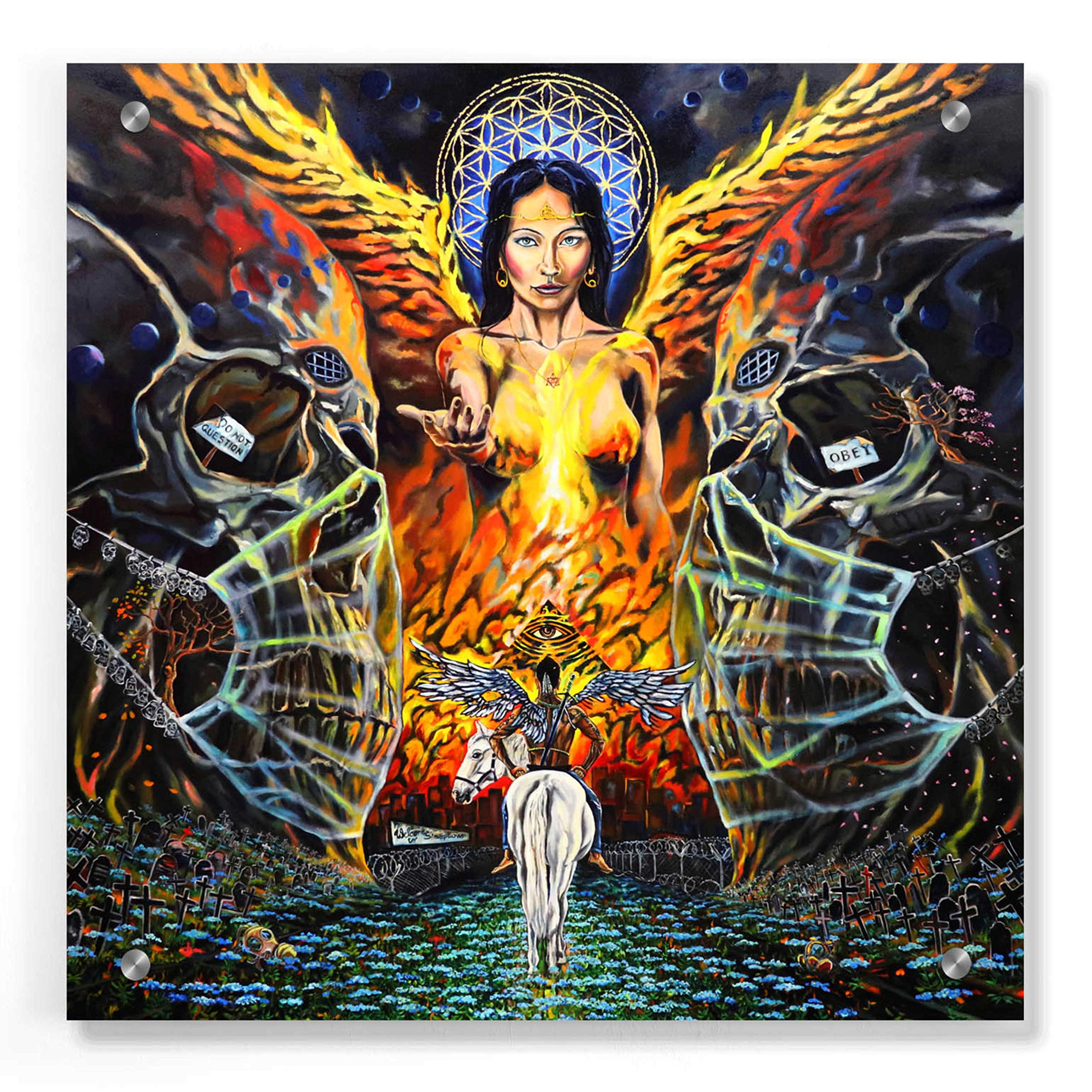 Fallen Angel Acrylic Glass Wall Art by Jan Kasparec - 36x36 Inches Modern Home Decor for Living Room, Bedroom & Office