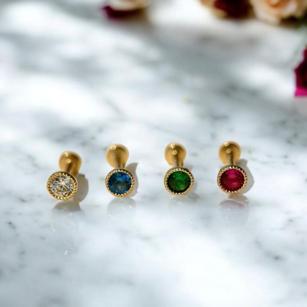 London Blue Topaz Stud Earrings 14k Yellow Gold Milgrain Detail - Perfect for Weddings, Anniversaries & Special Occasions