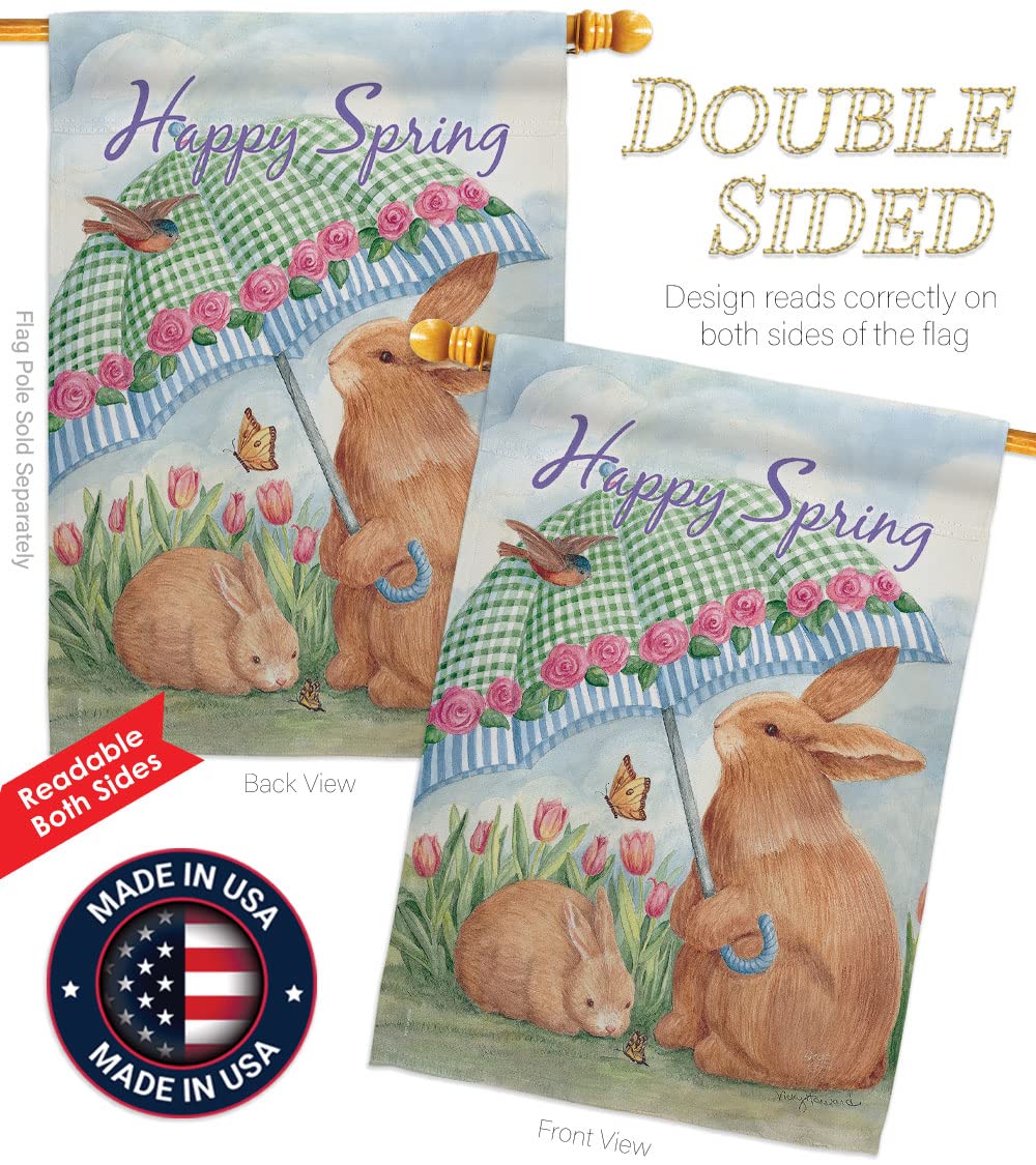 Breeze Decor Easter Bunny Egg Flag Set - Double-Sided Large Spring Holiday Decoration for Garden, Yard & Home - Made in USA | Perfect for Easter Celebrations, Spring Parties & Christian Holiday Decor